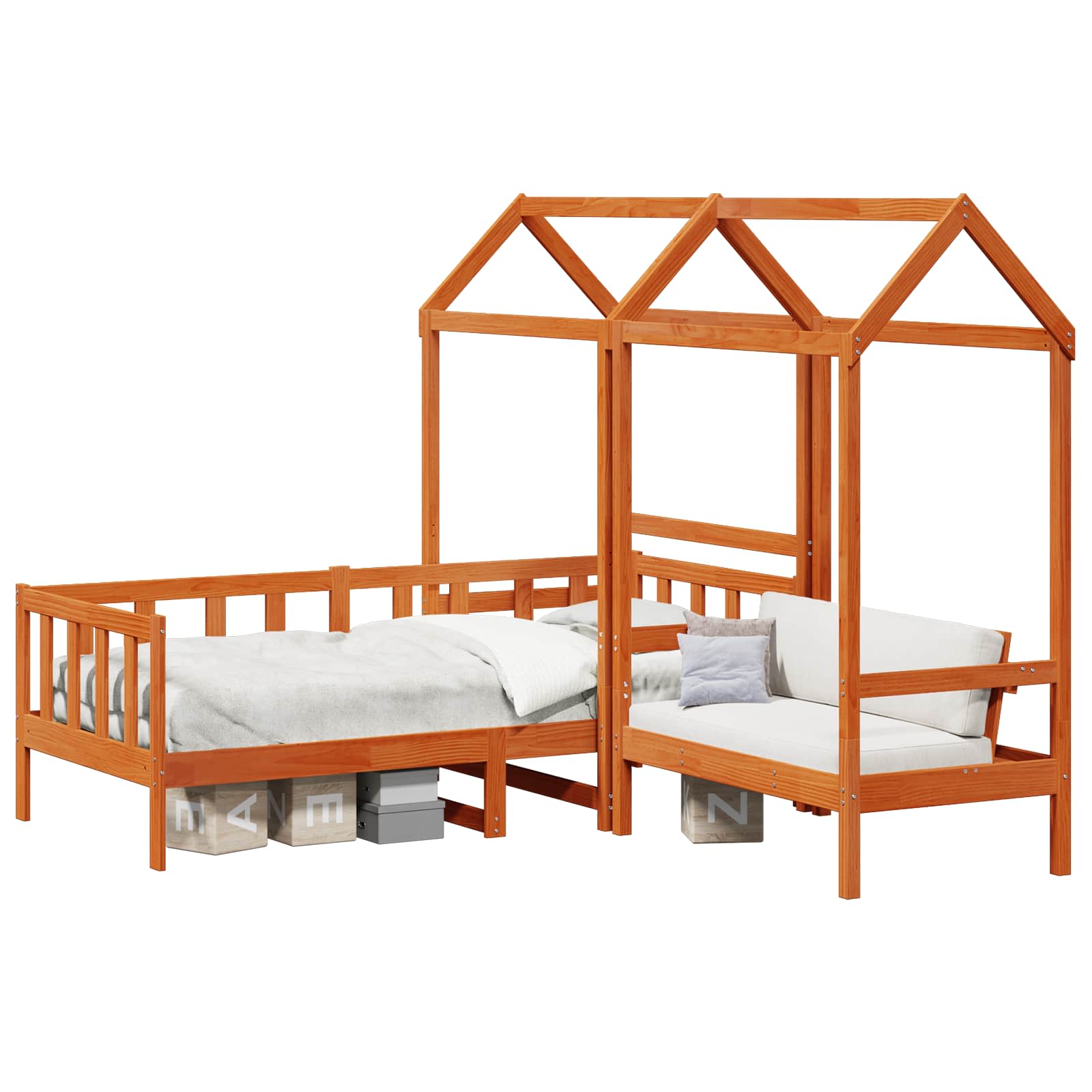 Set Dnevnog Kreveta 3 pcs Vosak Smeđa Masivna borovina