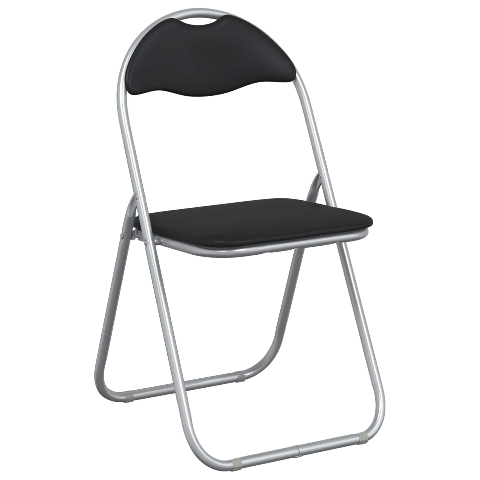 Sklopiva stolica 2 pcs Crna i Siva 48 x 43,5 x 81 cm Lažna koža