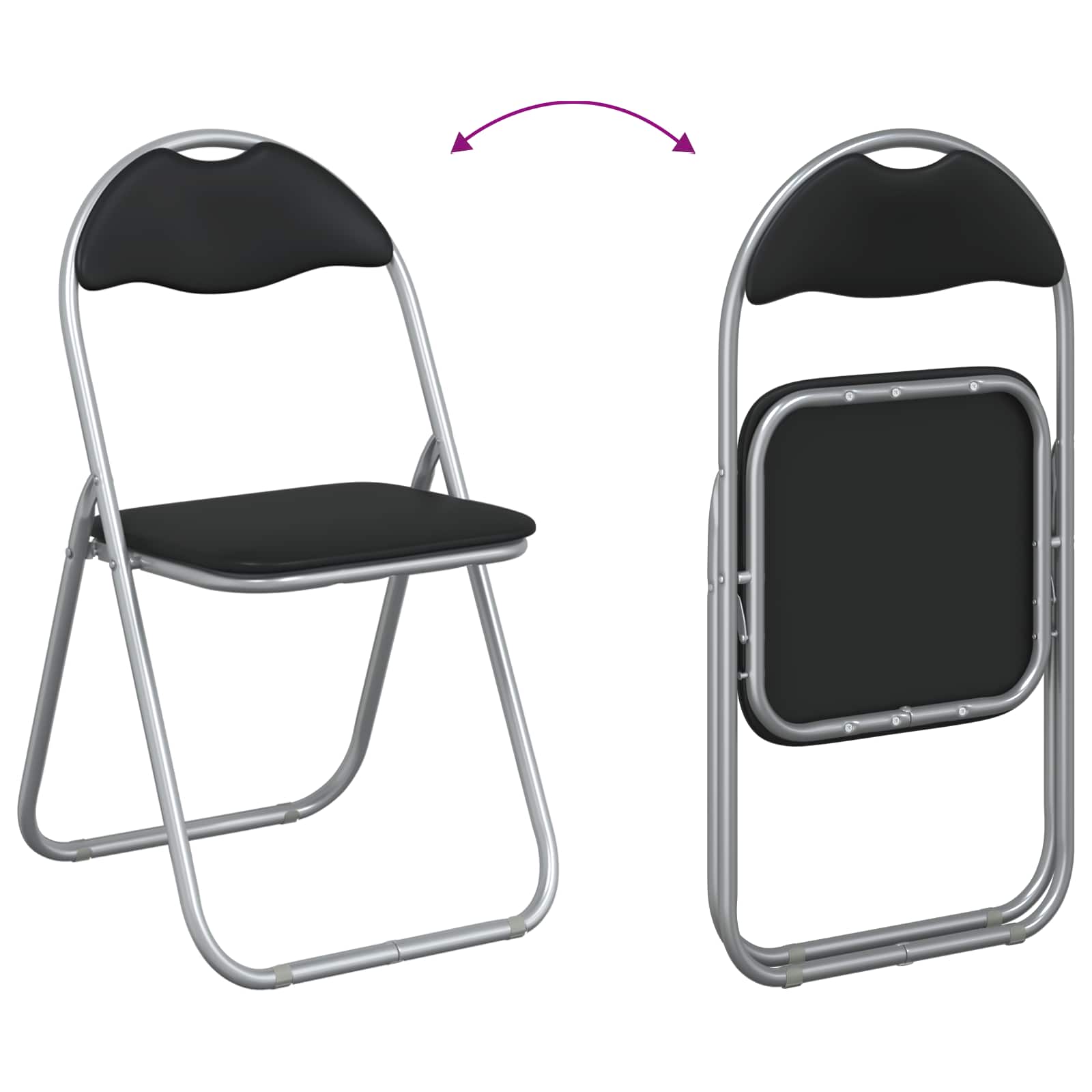 Sklopiva stolica 2 pcs Crna i Siva 48 x 43,5 x 81 cm Lažna koža