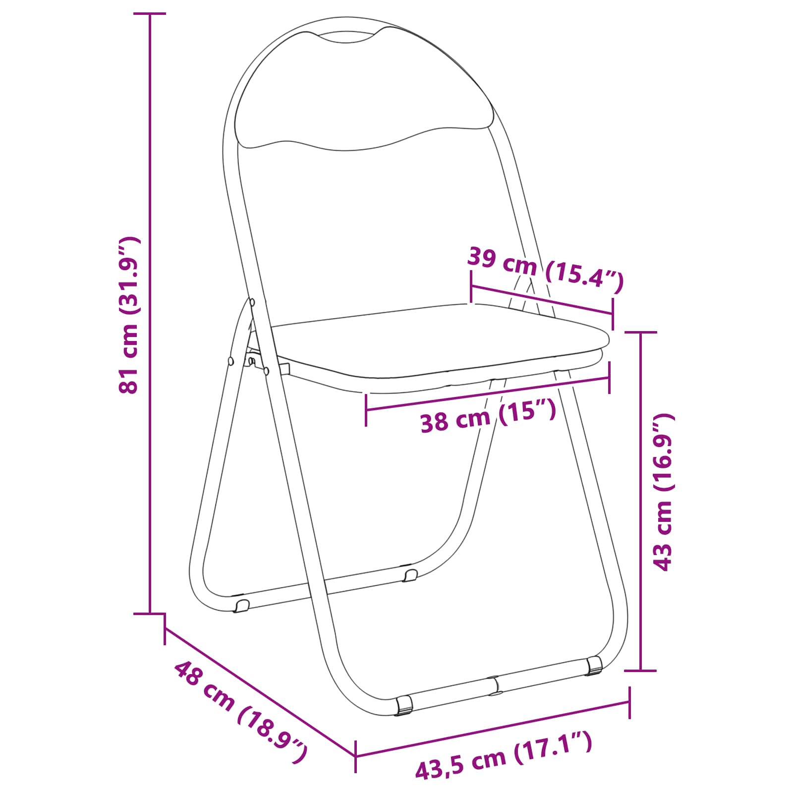 Sklopiva stolica 2 pcs Sivi 48 x 43,5 x 81 cm Lažna koža