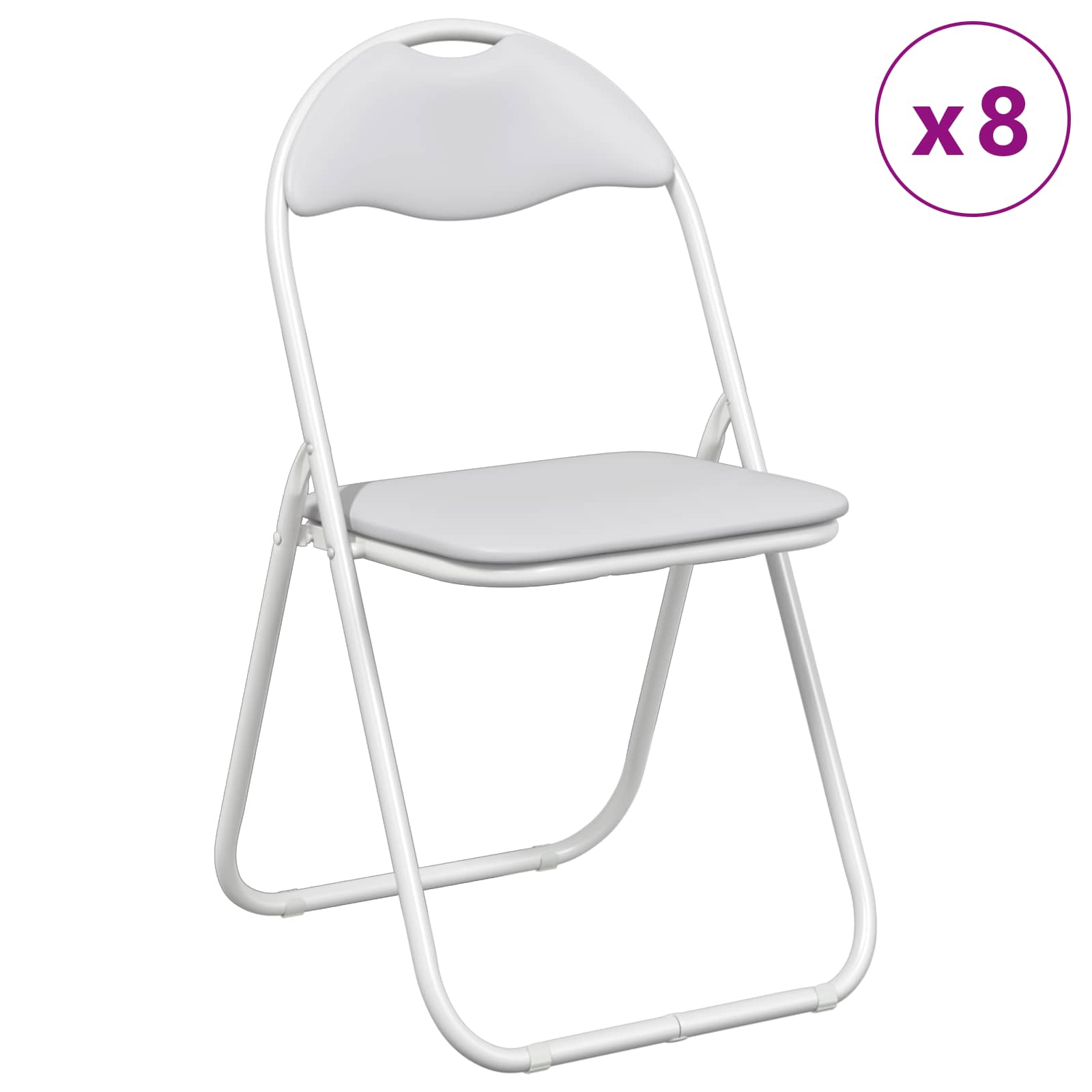 Sklopiva stolica 8 pcs Bijeli 48 x 43,5 x 81 cm Lažna koža