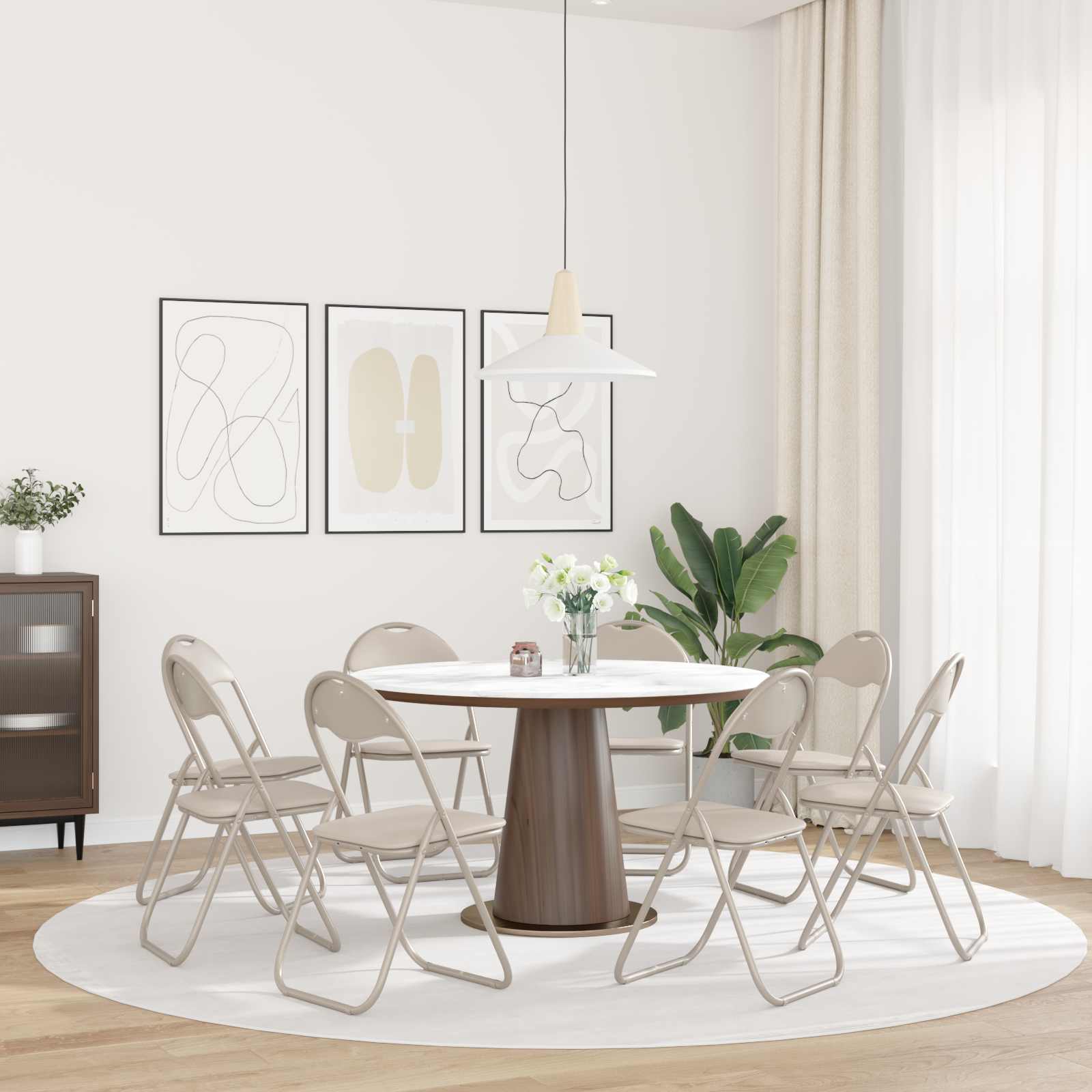 Sklopiva stolica 8 pcs Pijesak 48 x 43,5 x 81 cm Lažna koža