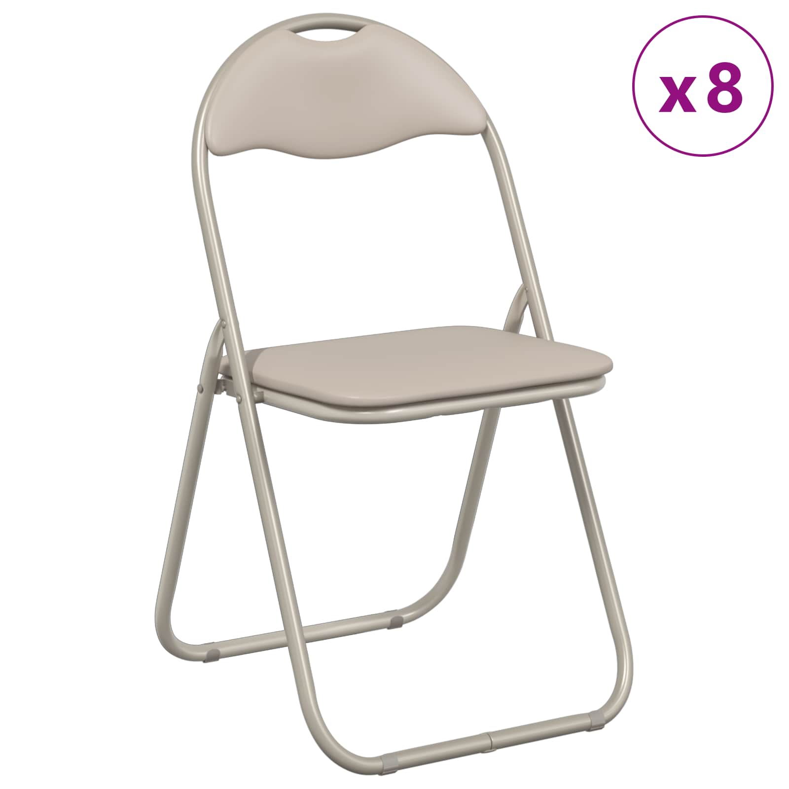 Sklopiva stolica 8 pcs Pijesak 48 x 43,5 x 81 cm Lažna koža
