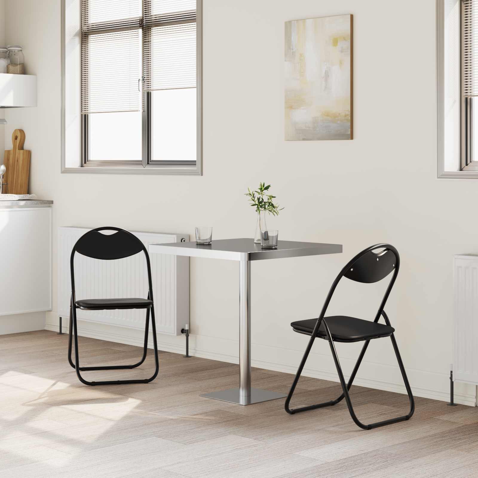 Sklopiva stolica 2 pcs Crna 48 x 43,5 x 81 cm Lažna koža
