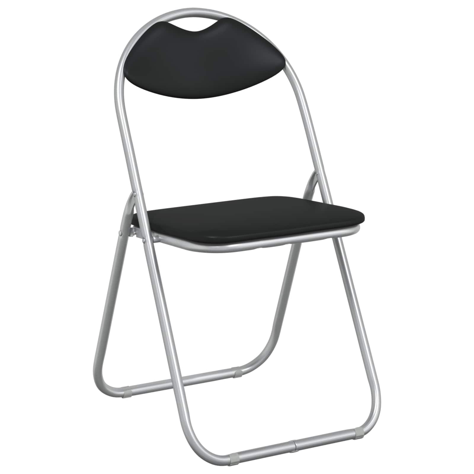 Sklopiva stolica 8 pcs Crna i Siva 48 x 43,5 x 81 cm Lažna koža