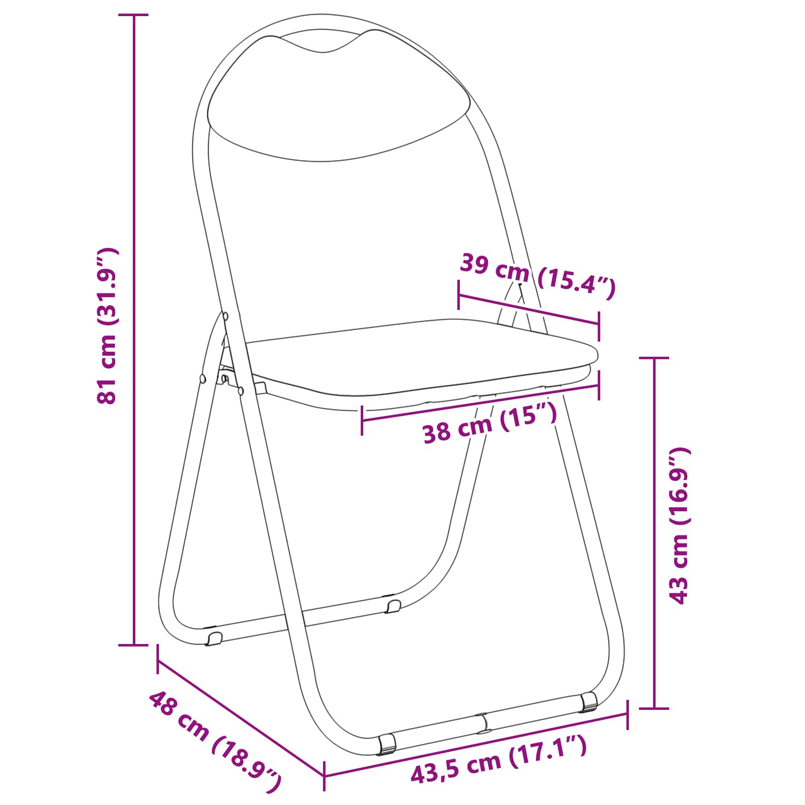 Sklopiva stolica 8 pcs Bijela i siva 48 x 43,5 x 81 cm