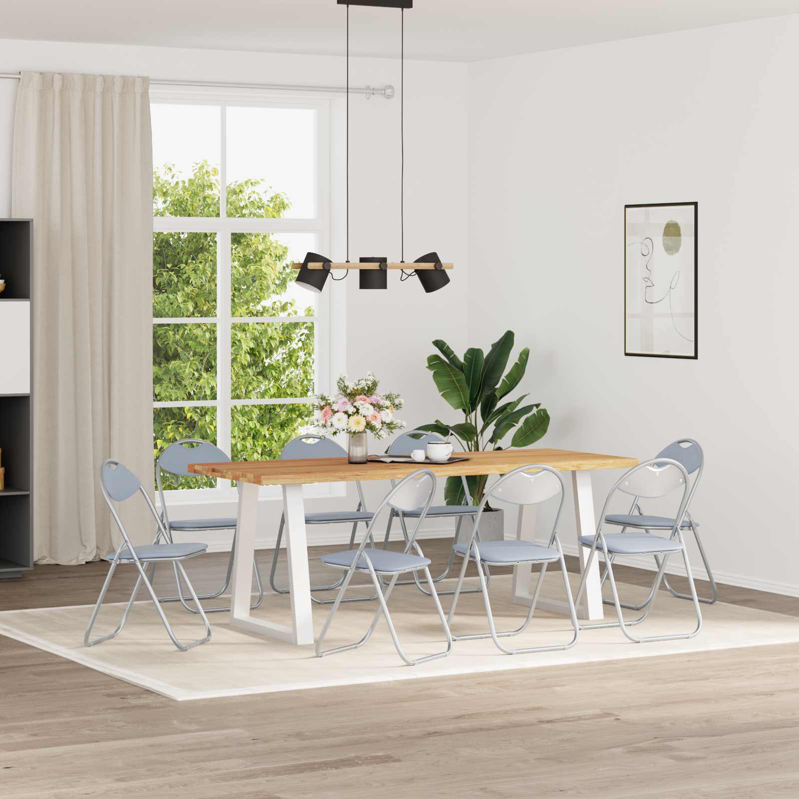 Sklopiva stolica 8 pcs Sivi 48 x 43,5 x 81 cm Lažna koža