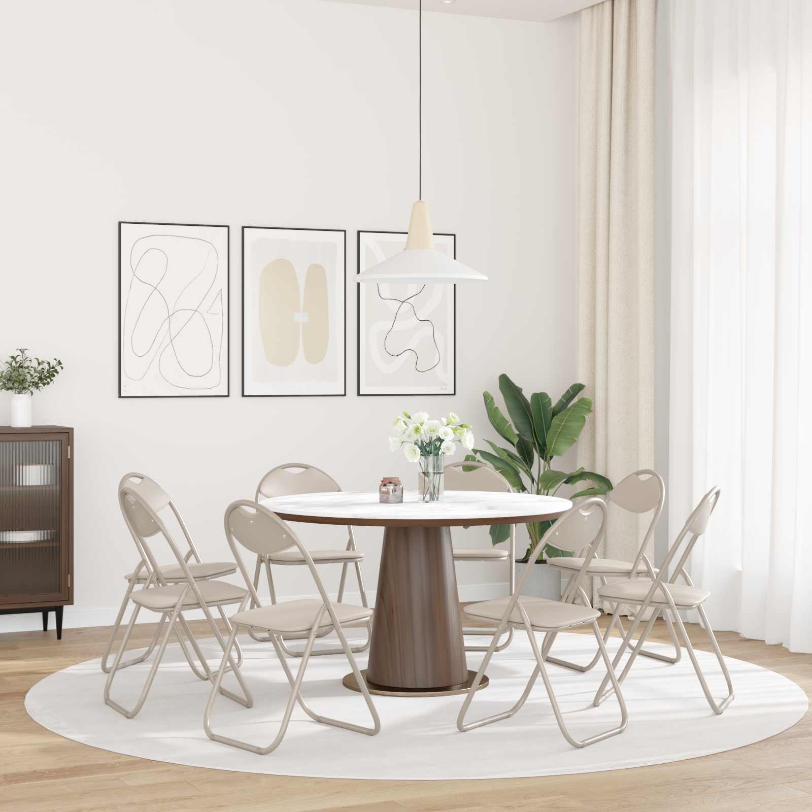 Sklopiva stolica 8 pcs Pijesak 48 x 43,5 x 81 cm Lažna koža