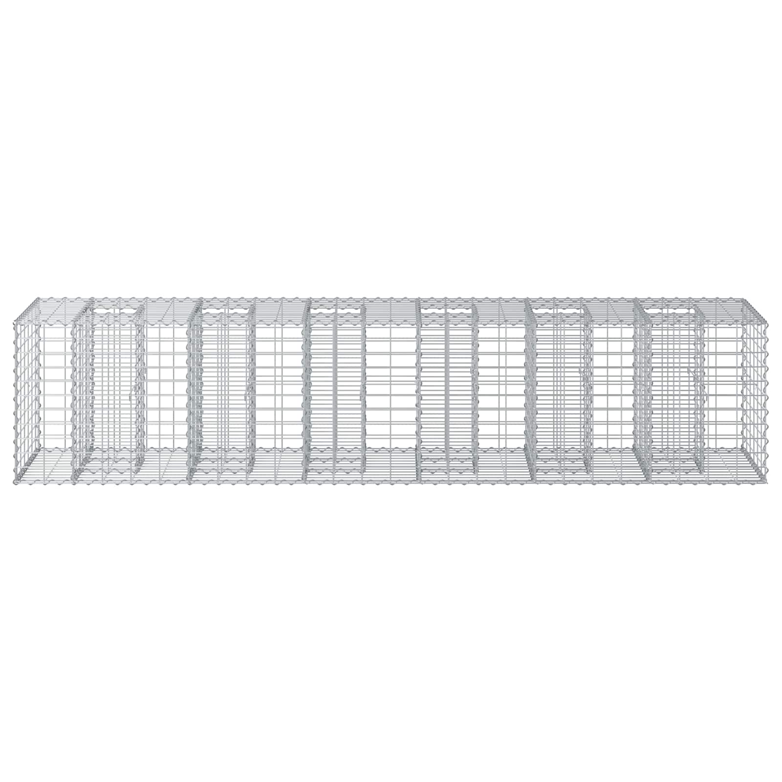 Gabionski uzdignuti krevet 2 pcs Srebrno 260 x 60 x 55 cm