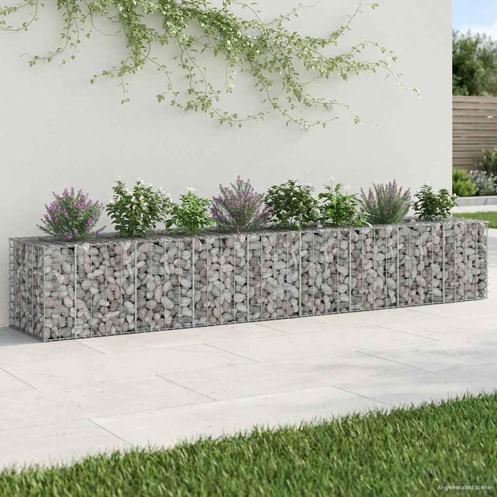 Gabionski uzdignuti krevet 2 pcs Srebrno 340 x 60 x 55 cm