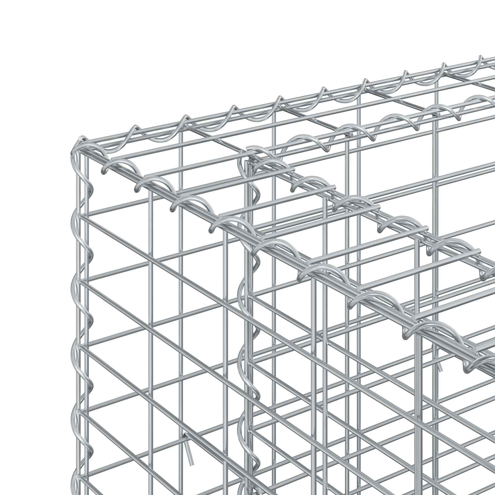 Gabionski uzdignuti krevet 2 pcs Srebrno 330 x 50 x 80 cm