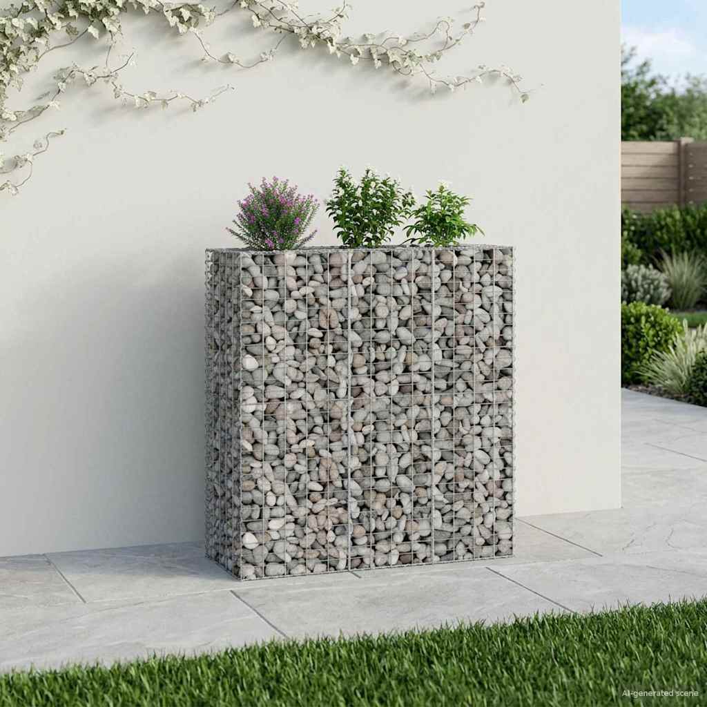 Gabionski uzdignuti krevet 2 pcs Srebrno 130 x 50 x 150 cm