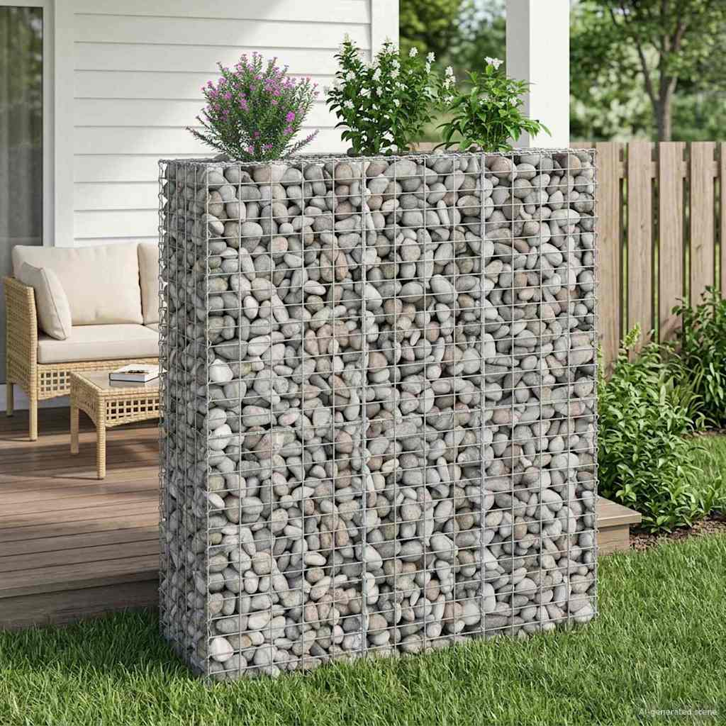 Gabionski uzdignuti krevet 2 pcs Srebrno 130 x 50 x 150 cm