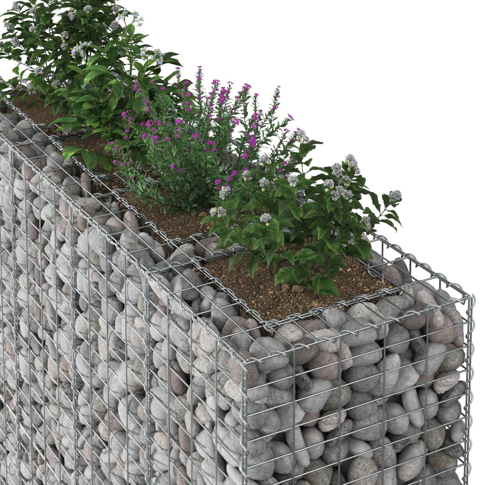 Gabionski uzdignuti krevet 2 pcs Srebrno 170 x 50 x 150 cm
