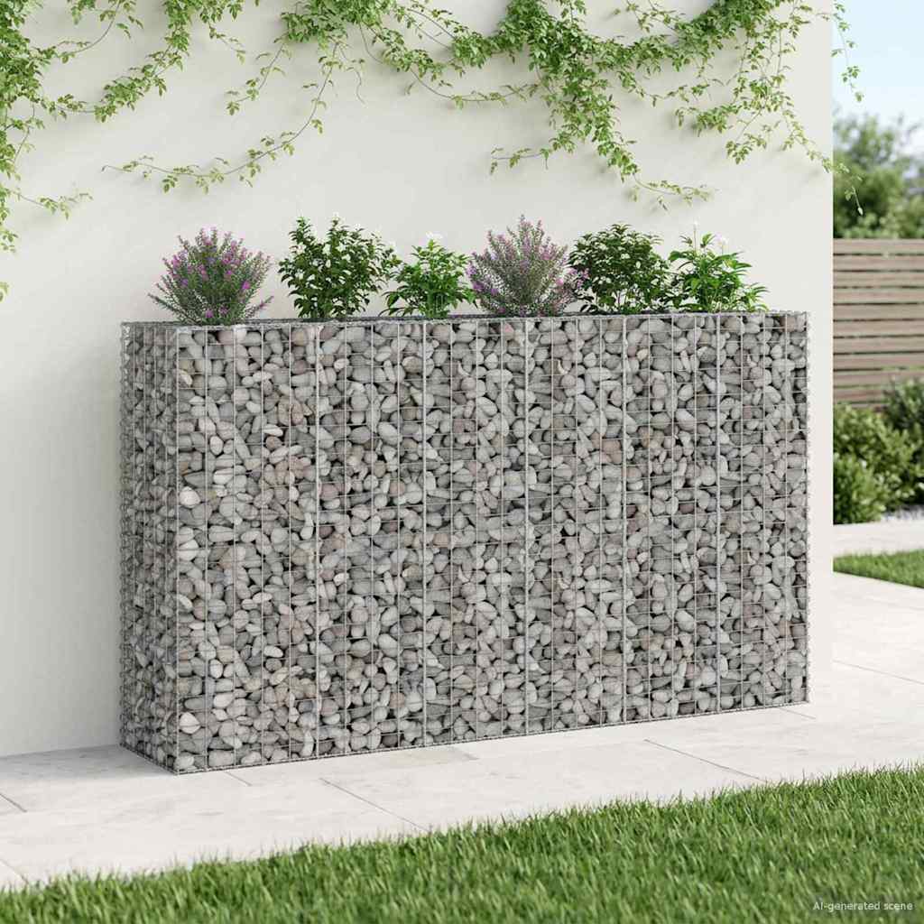Gabionski uzdignuti krevet 3 pcs Srebrno 250 x 50 x 150 cm