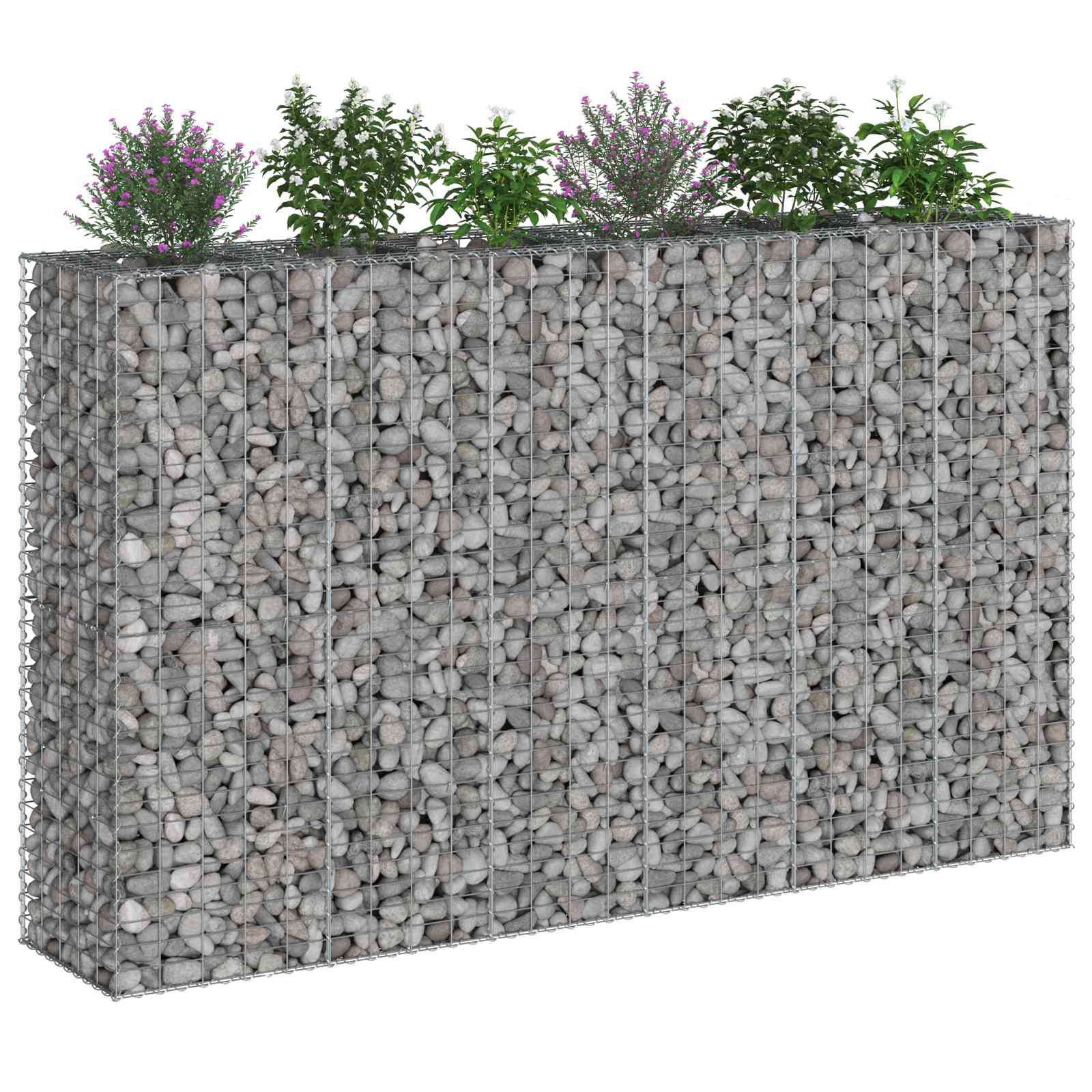 Gabionski uzdignuti krevet 3 pcs Srebrno 250 x 50 x 150 cm