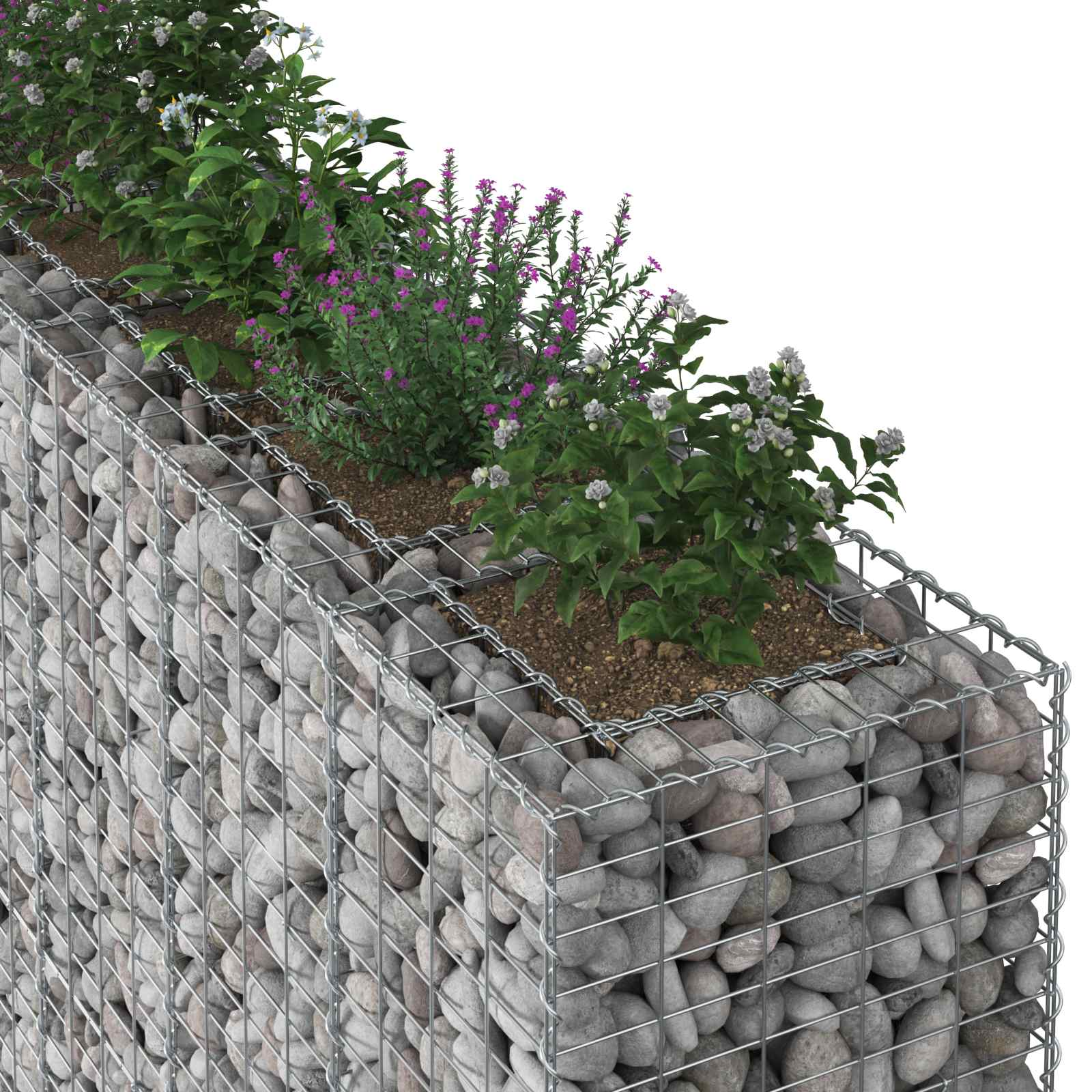 Gabionski uzdignuti krevet 3 pcs Srebrno 250 x 50 x 150 cm