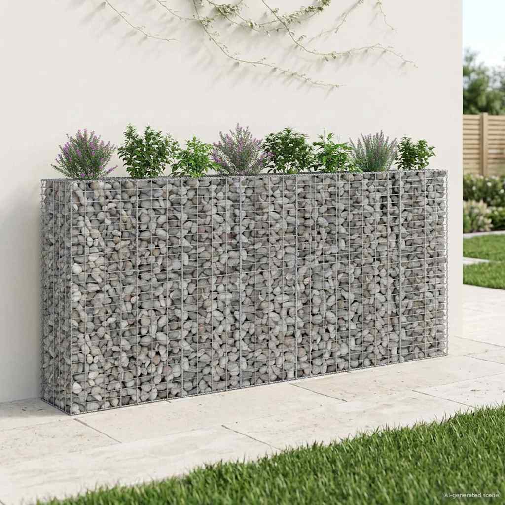 Gabionski uzdignuti krevet 4 pcs Srebrno 330 x 50 x 150 cm