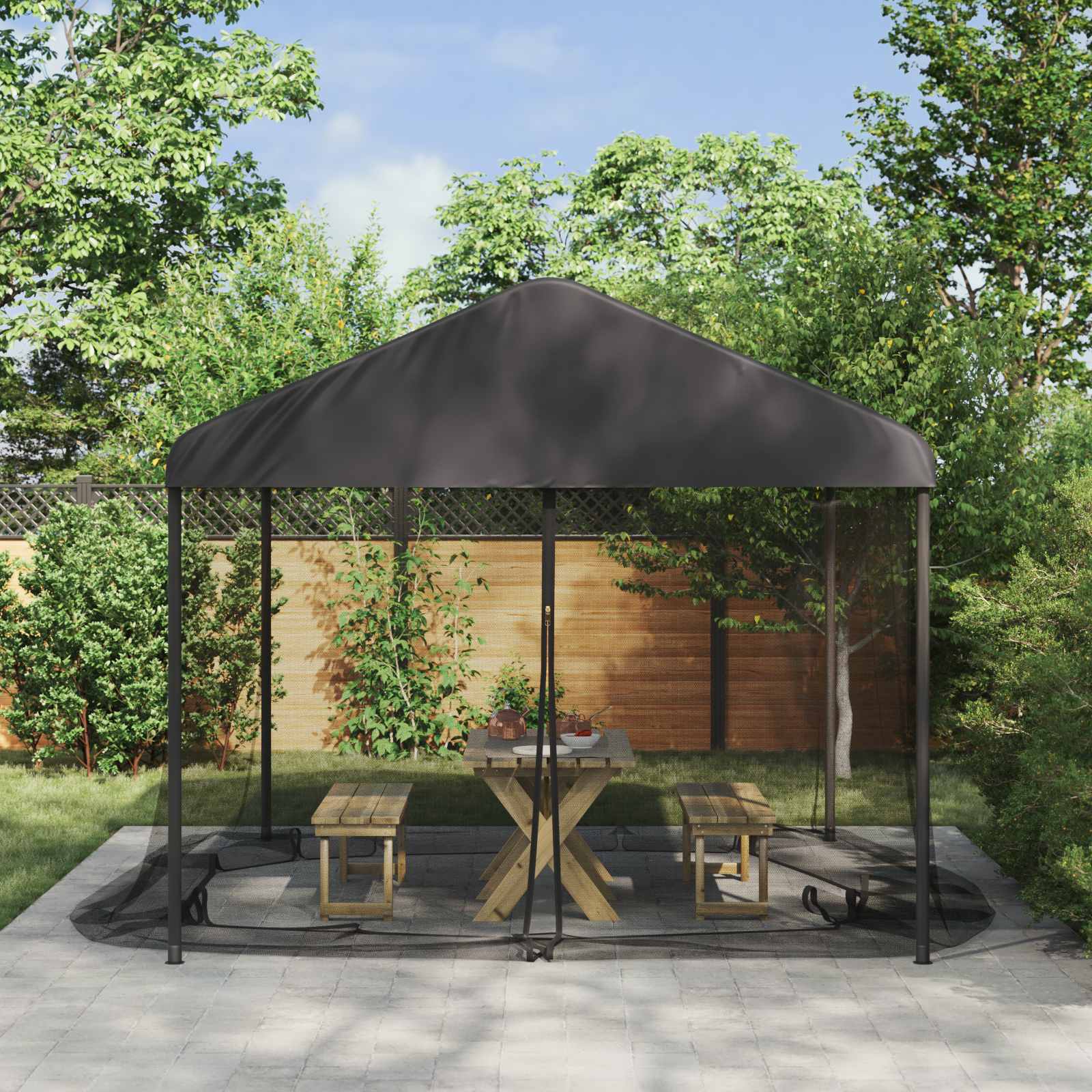 Mreža protiv komaraca za gazebo 220 mesh Crna 3,6 x 3 x 2 m