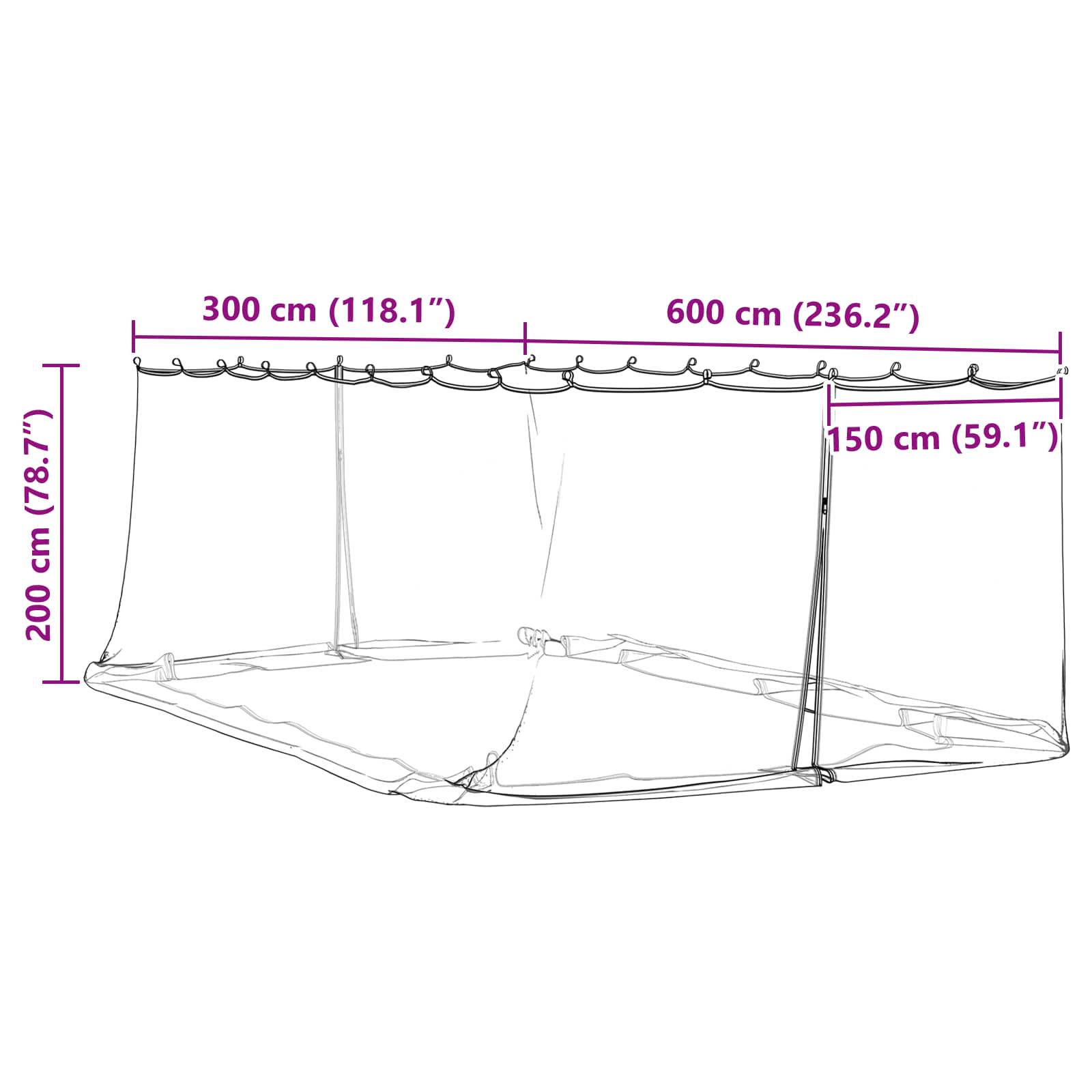 Mreža protiv komaraca za gazebo 220 mesh Bijela 6 x 3 x 2 m
