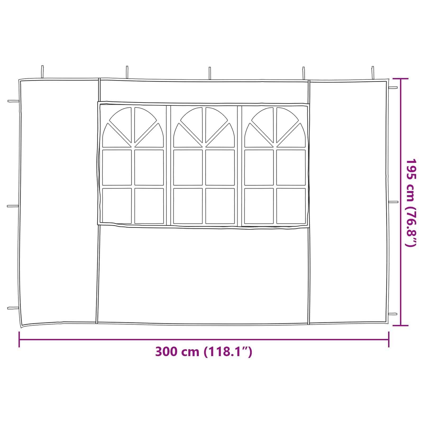 Zid šatora za zabavu 2 pcs 300 x 195 cm Crvena PE i čelik
