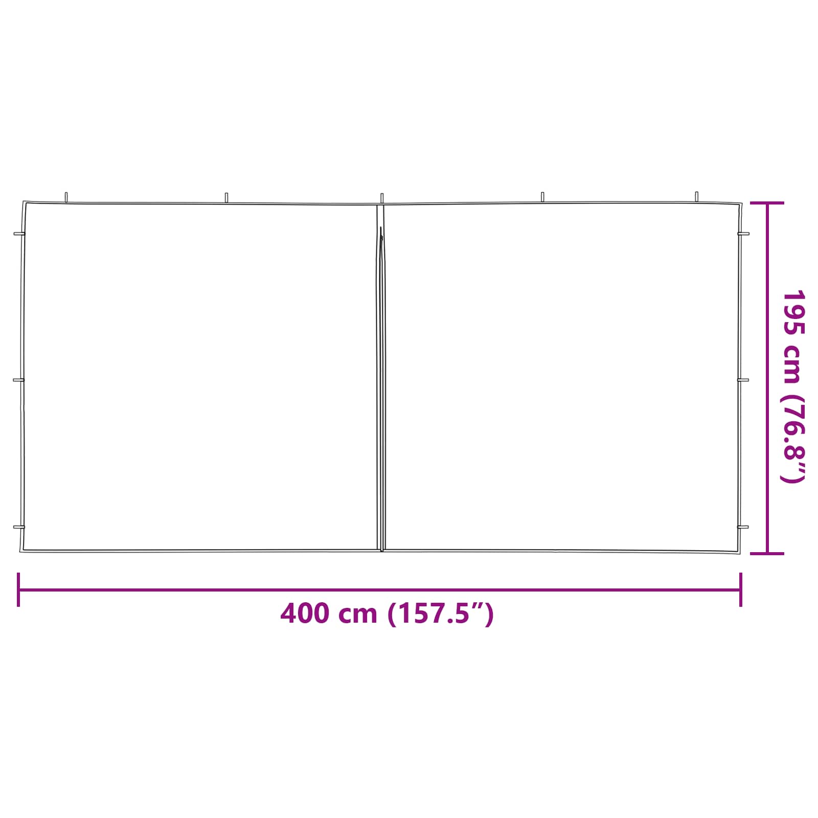 Zid šatora za zabavu 2 pcs Svjetlosiva 400 x 195 cm PE i čelik