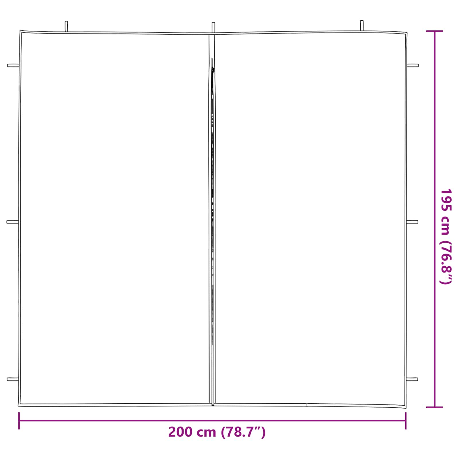 Zid šatora za zabavu 2 pcs Plava 200 x 195 cm PE i čelik