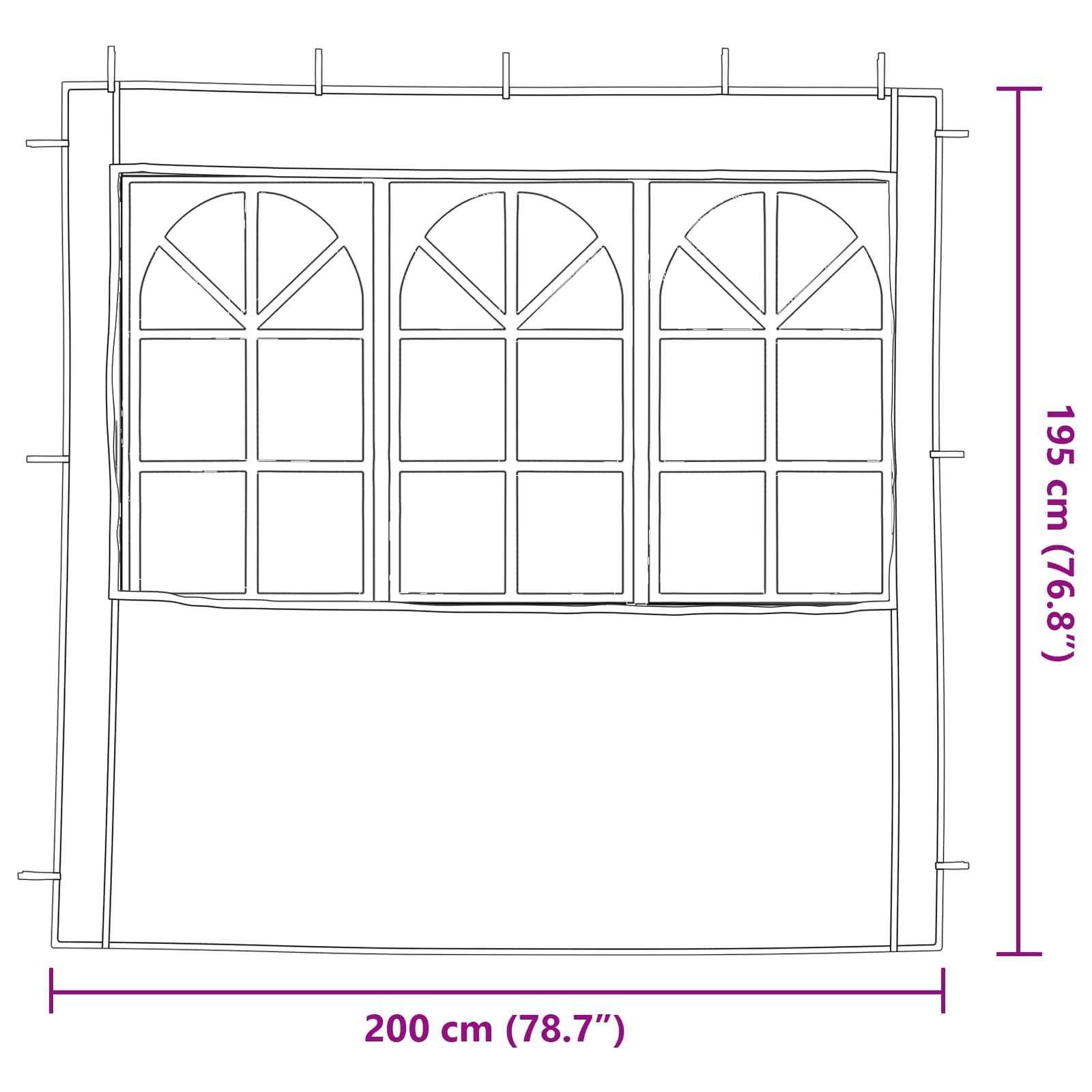 Zid šatora za zabavu 2 pcs 200 x 195 cm Antracit PE i čelik