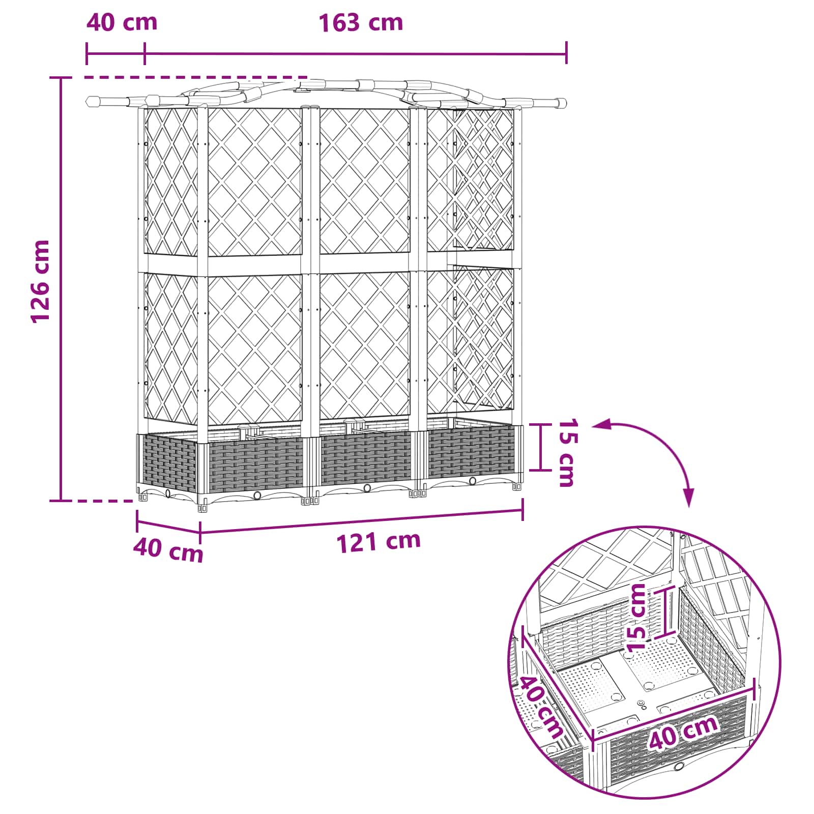Povišeni krevet s mrežom i krovom Smeđa 163 x 40 x 126 cm PP