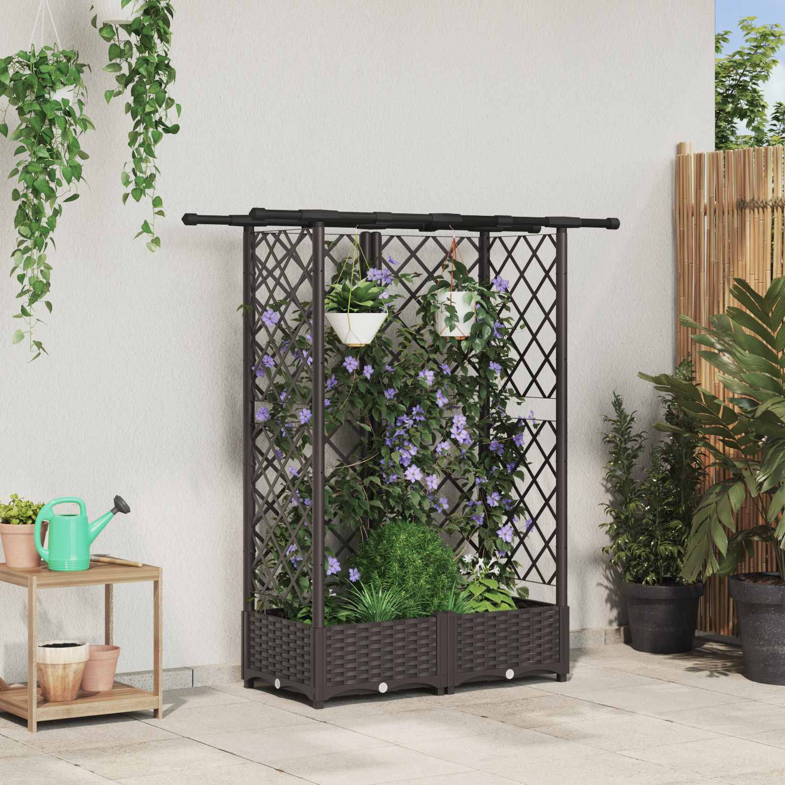 Povišeni krevet s mrežom i krovom Smeđa 124 x 40 x 123 cm PP