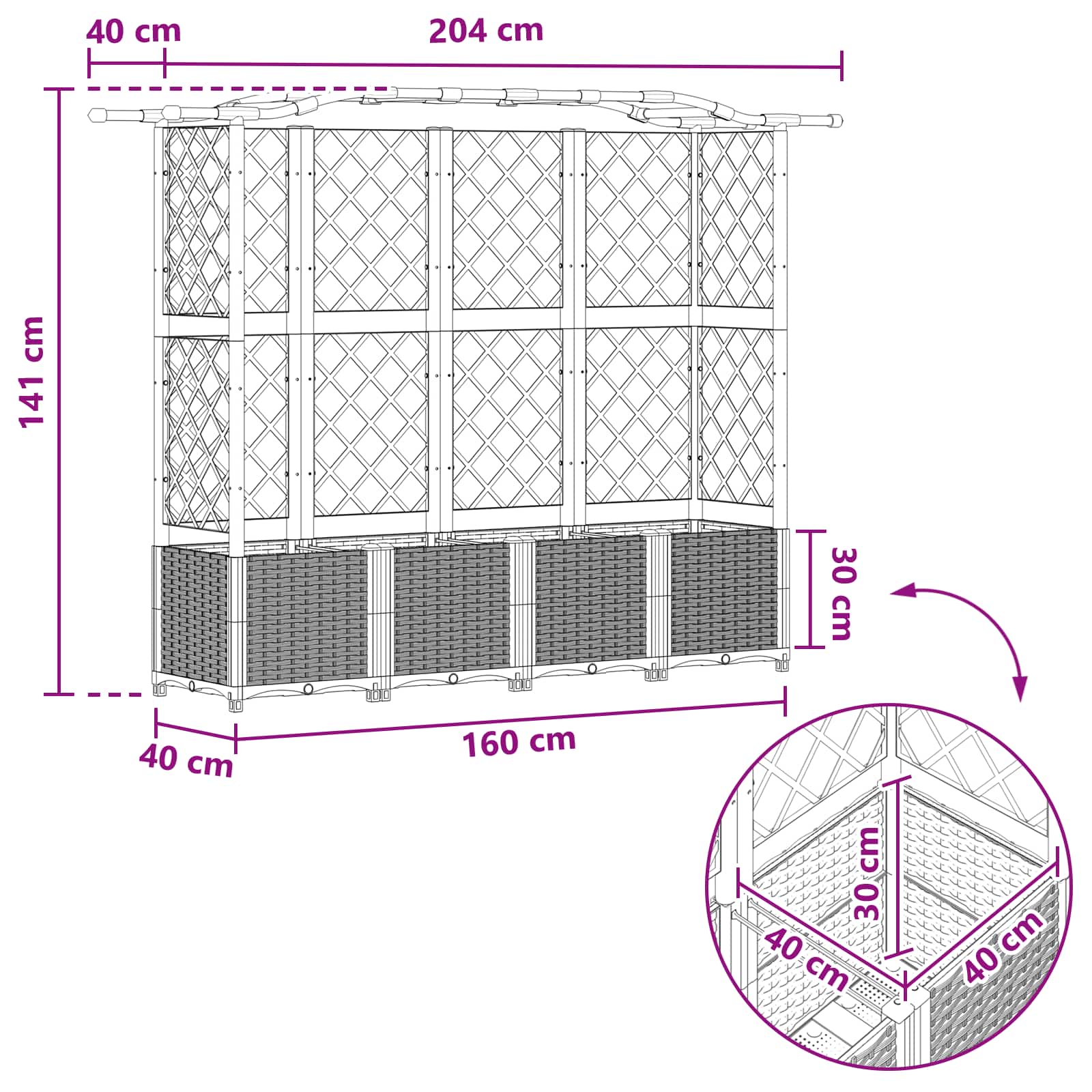 Povišeni krevet s mrežom i krovom Crna 204 x 40 x 141 cm PP
