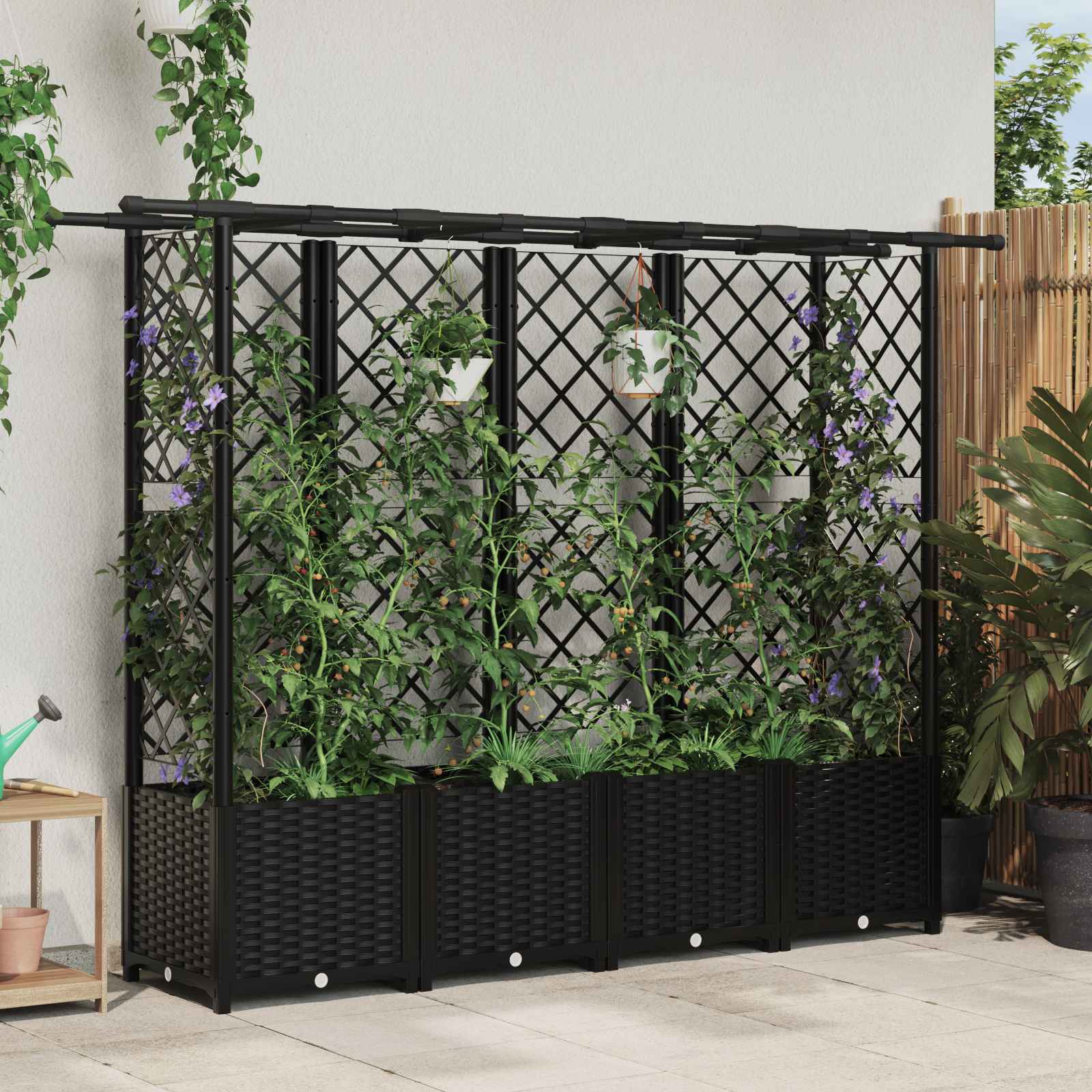 Povišeni krevet s mrežom i krovom Crna 203 x 40 x 138 cm PP
