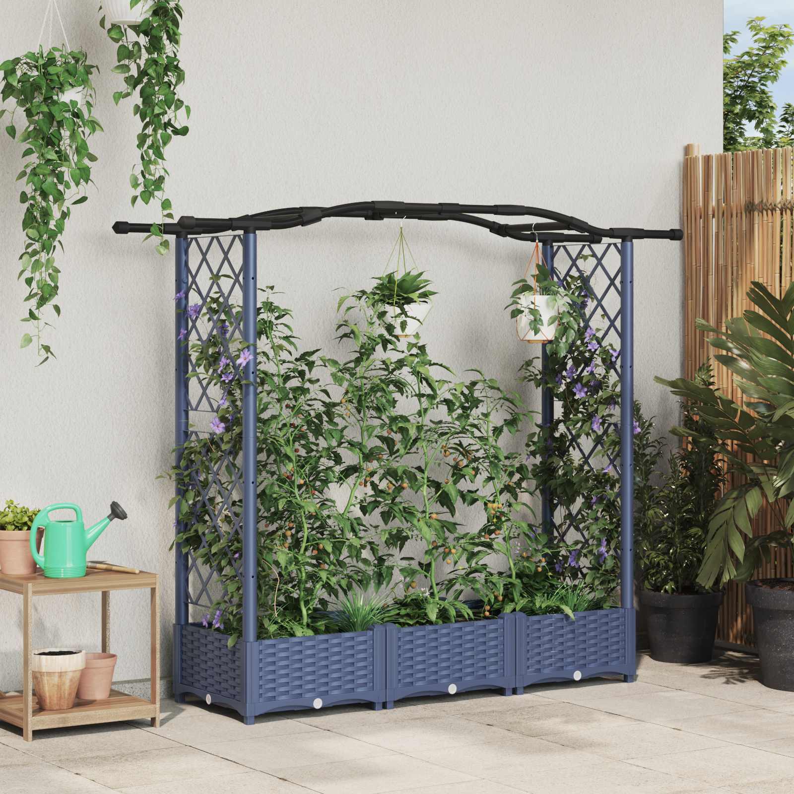 Povišeni krevet s mrežom i krovom Sivi 169 x 40 x 125 cm PP