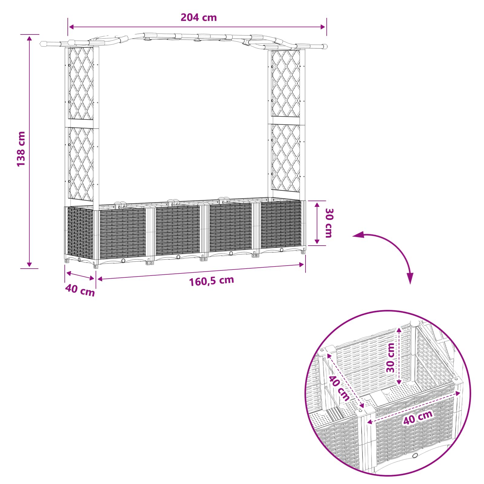 Povišeni krevet s mrežom i krovom Sivi 204 x 40 x 141 cm PP