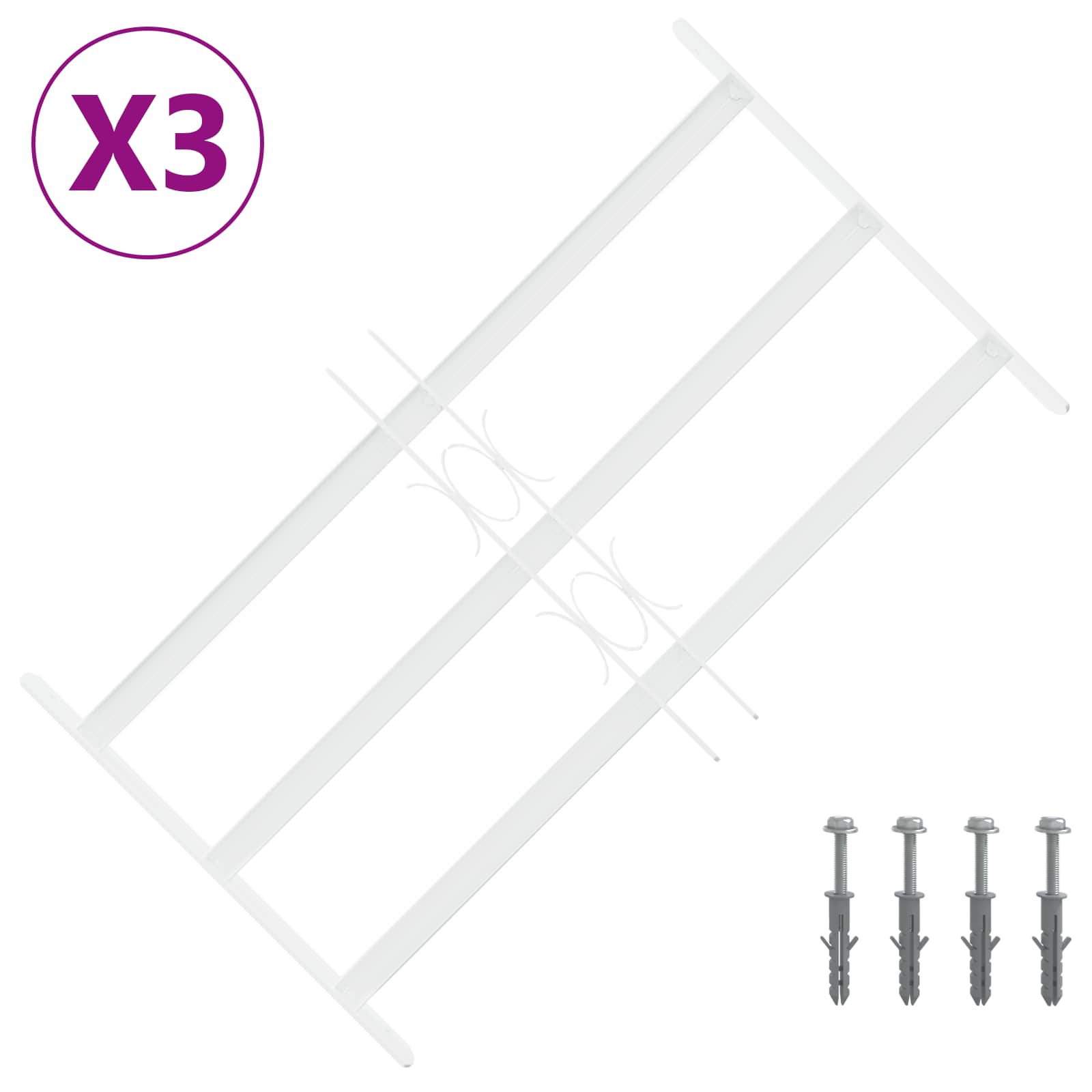 Sigurnosna rešetka za prozore s 3 poprečna okvira 3 pcs