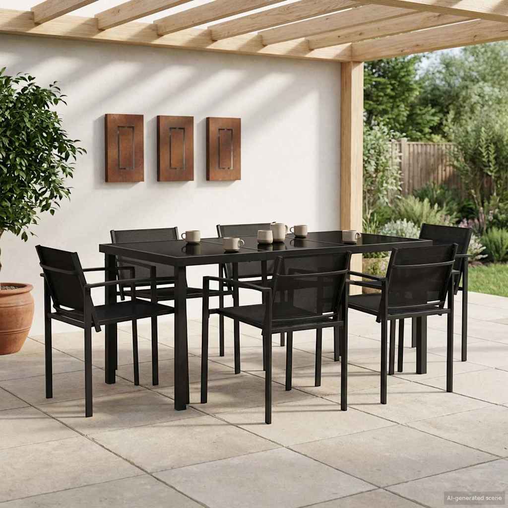 Set vanjskog namještaja 7 pcs Crna i antracit 160 x 80 x 73 cm
