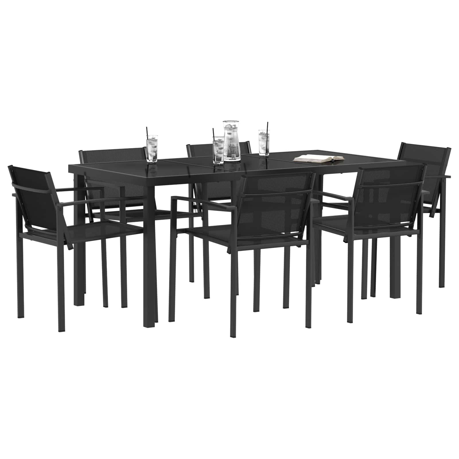 Set vanjskog namještaja 7 pcs Crna i antracit 160 x 80 x 73 cm