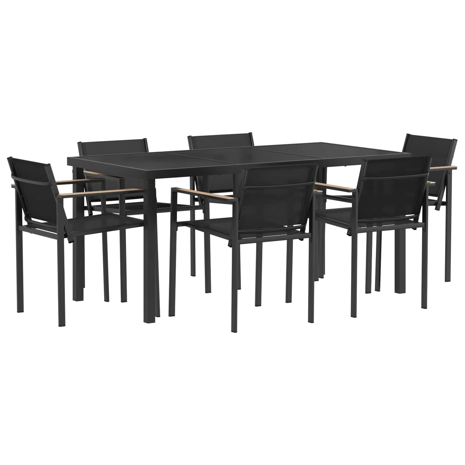 Set vanjskog namještaja 7 pcs Crna i antracit 160 x 80 x 73 cm