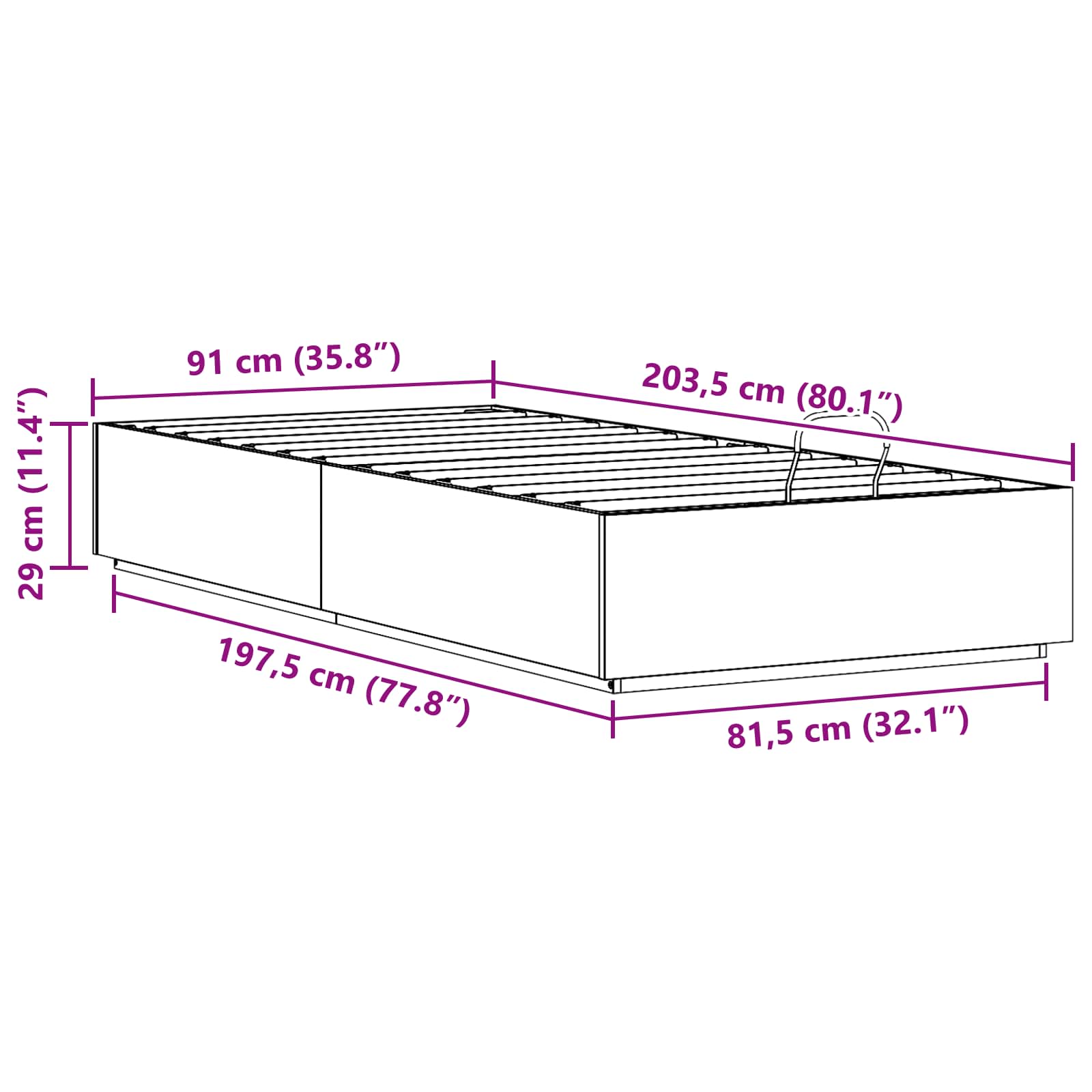 Otomanski krevet Vosak Smeđa 90 x 200 cm Masivna borovina