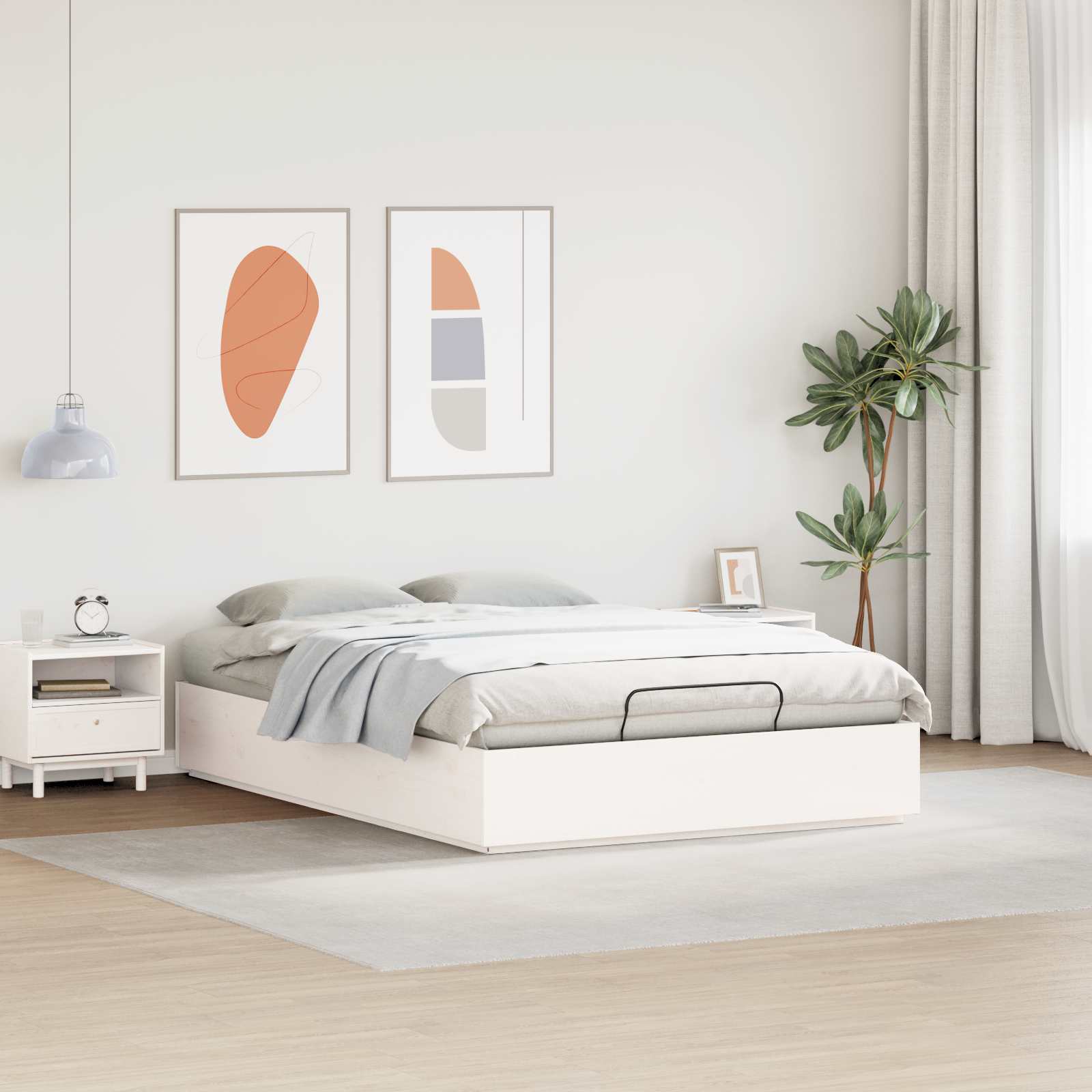 Otomanski krevet Bijeli 150 x 200 cm Masivna borovina