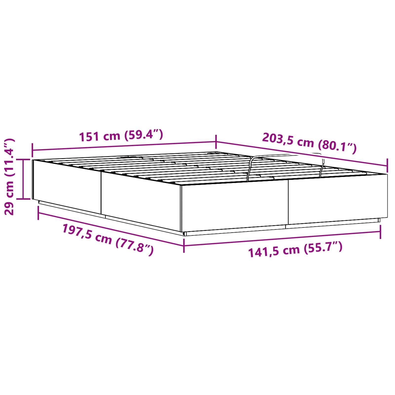 Otomanski krevet Bijeli 150 x 200 cm Masivna borovina