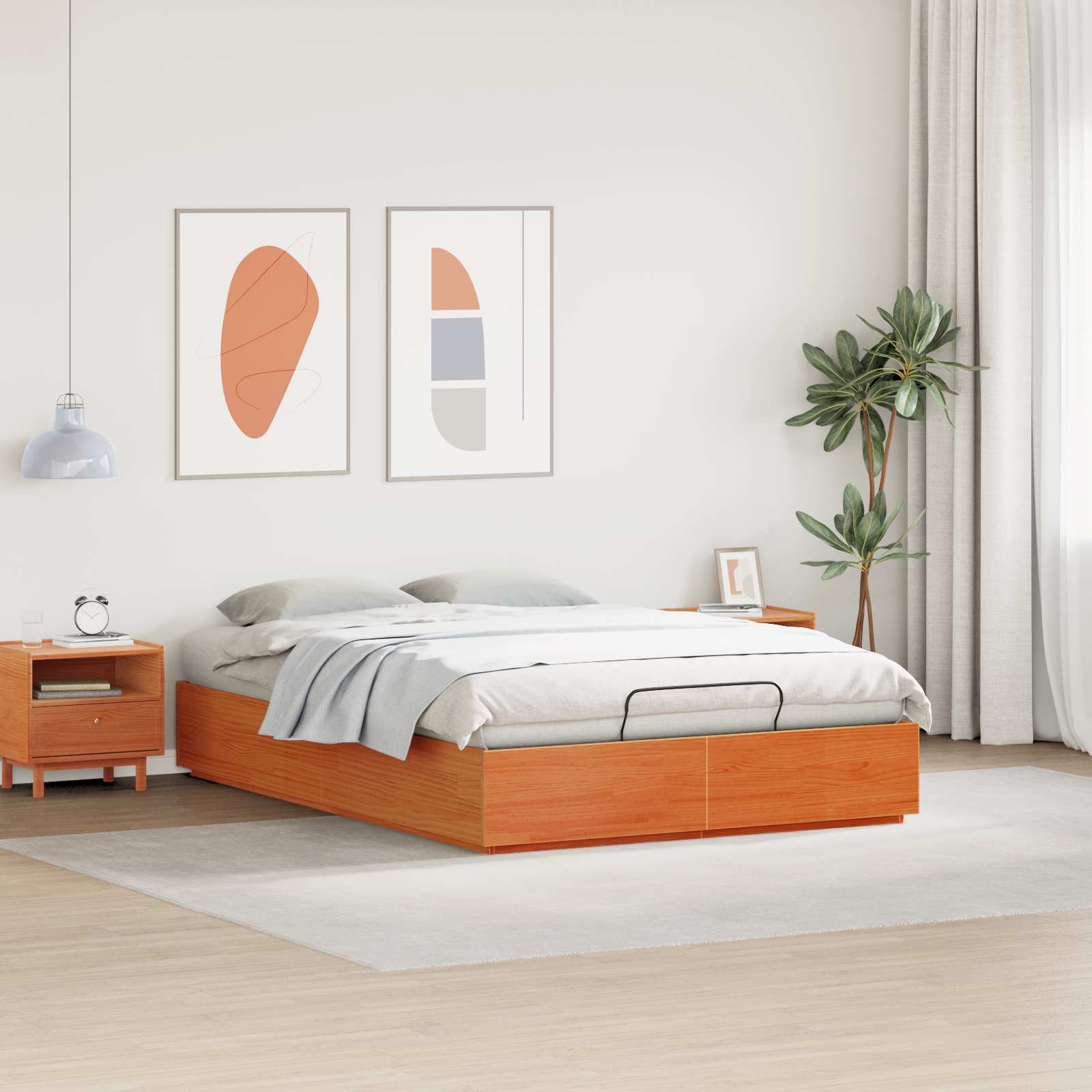 Otomanski krevet Vosak Smeđa 150 x 200 cm Masivna borovina