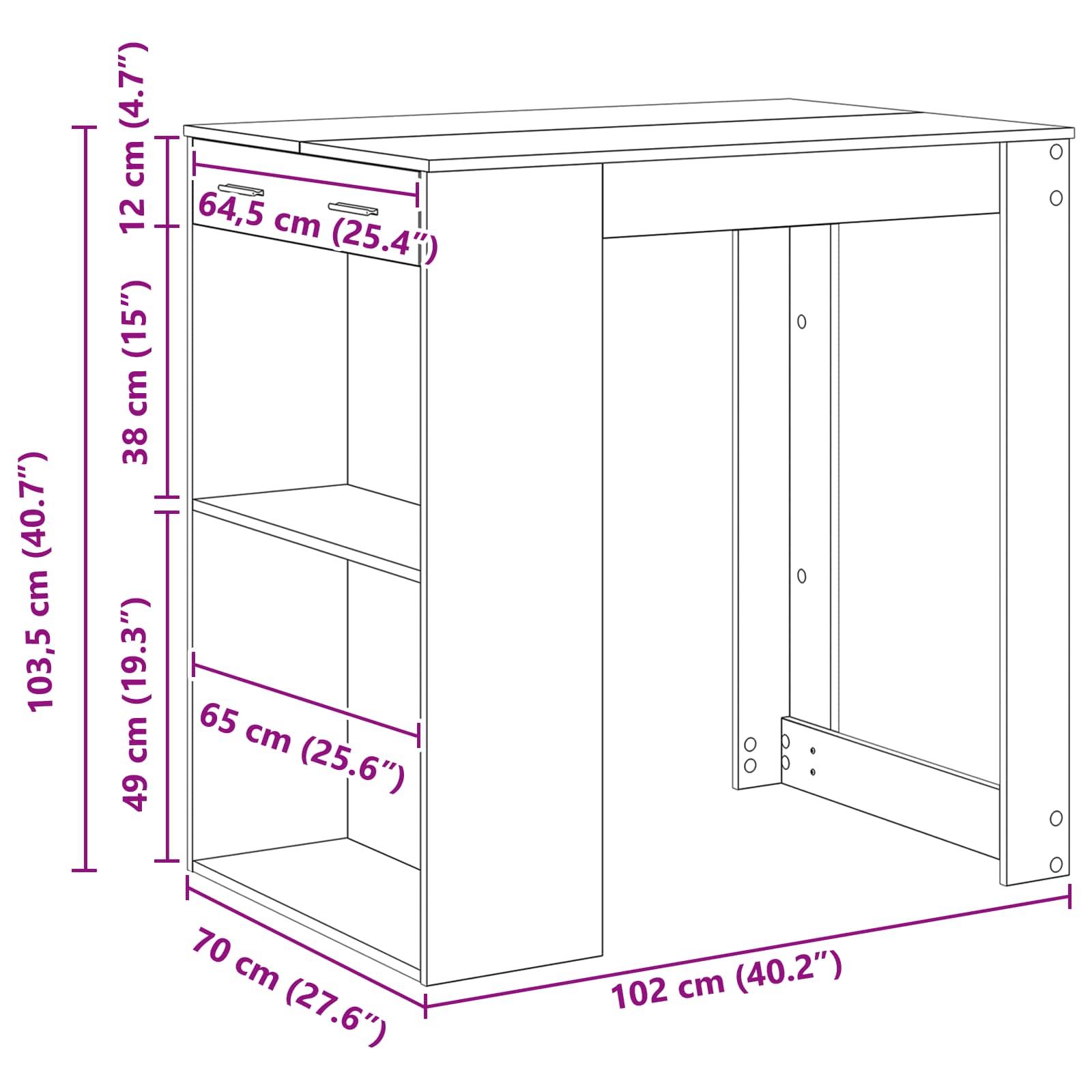 Stol za bar Crni hrast 102 x 70 x 103,5 cm Konstruirano drvo