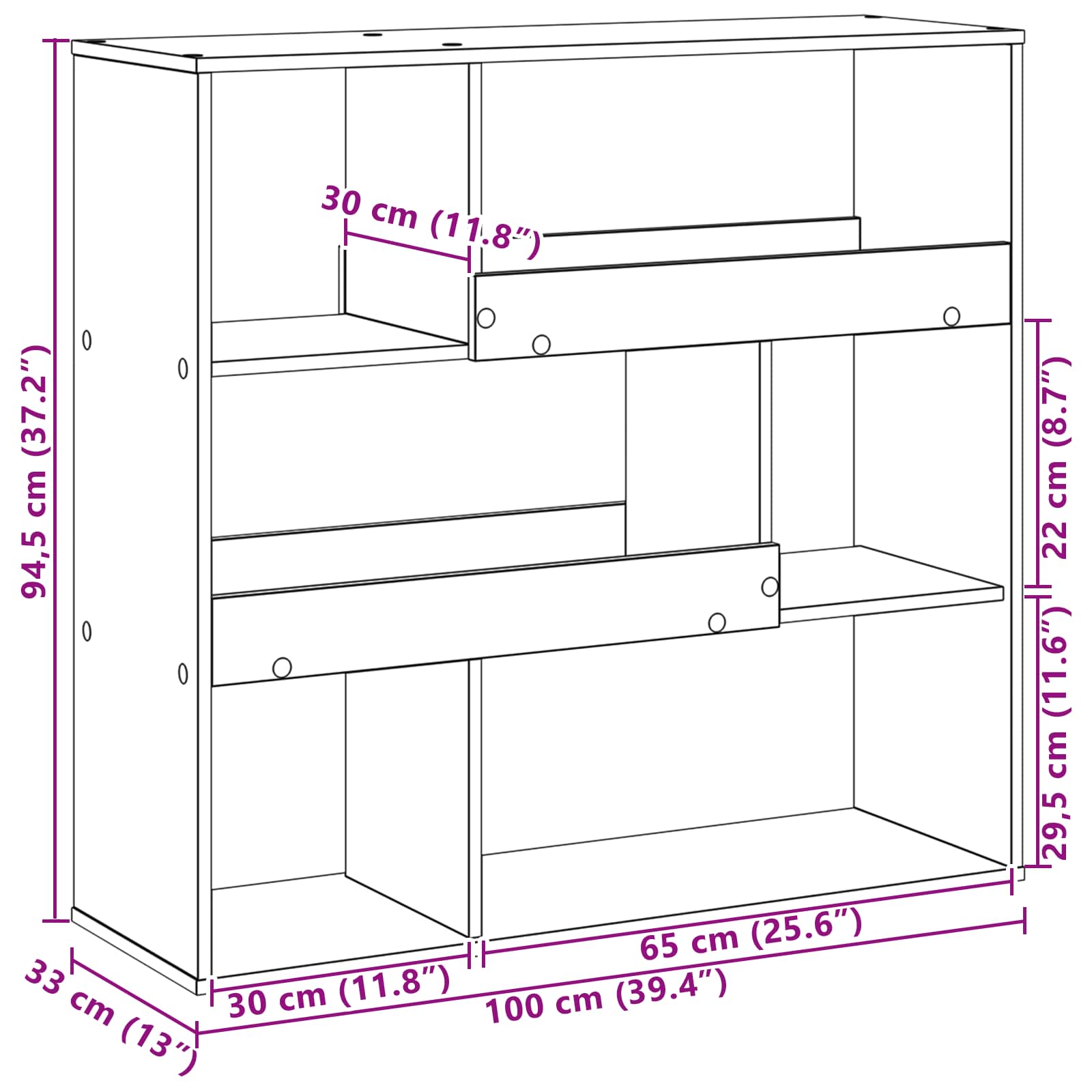 Polica za knjige Crni hrast 100 x 33 x 94,5 cm