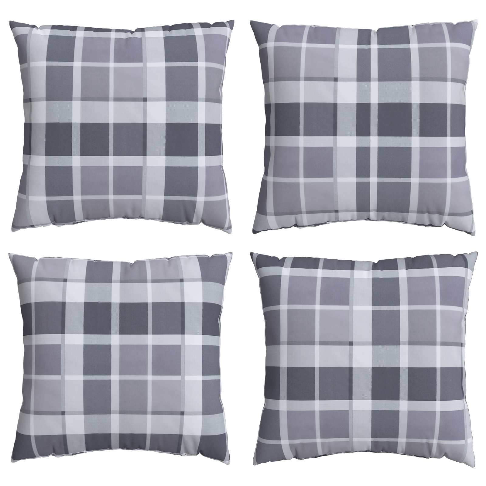 Jastučić za van Kockasto 4 pcs Sivi karirani 50 x 50 cm Tkanina