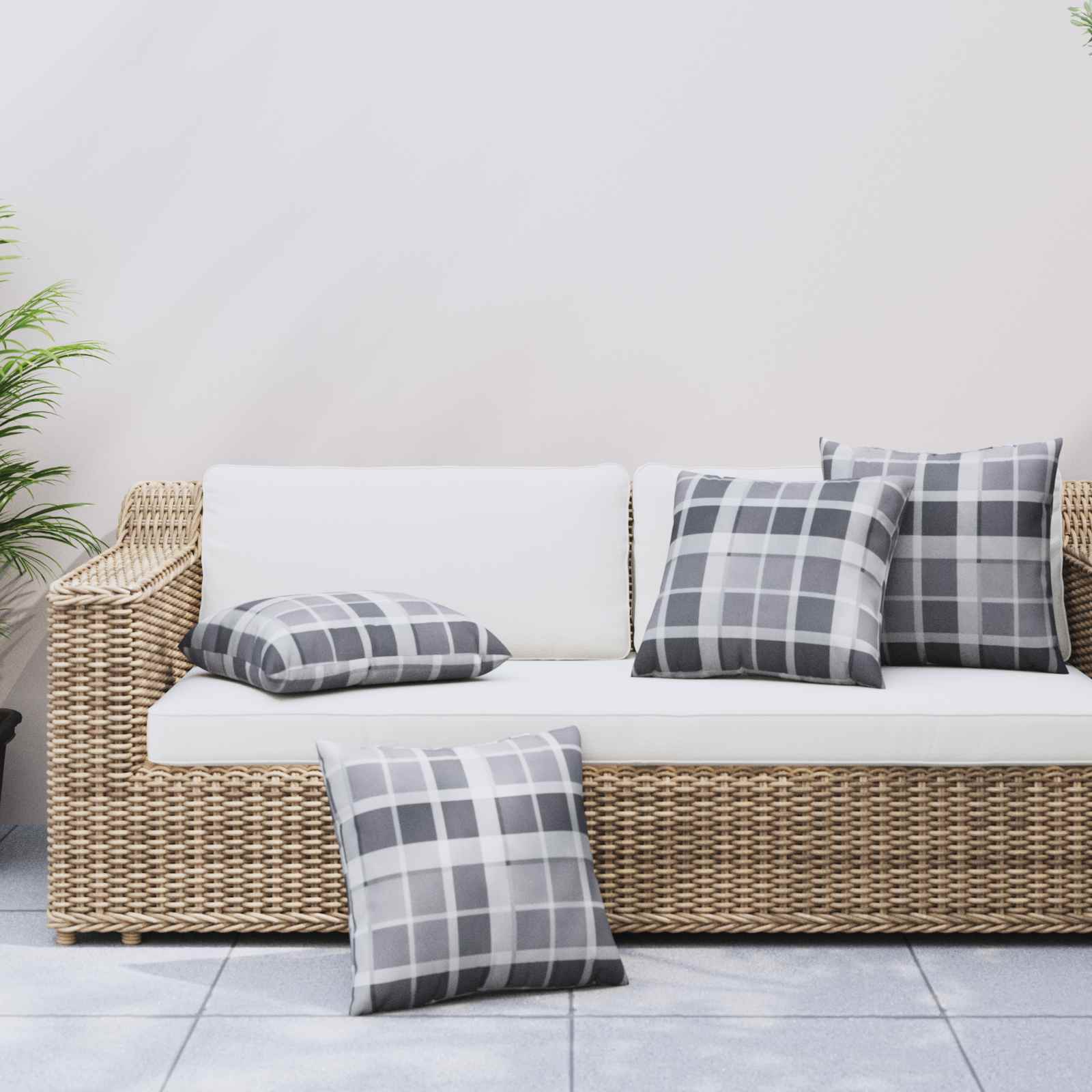 Jastučić za van Kockasto 4 pcs Sivi karirani 60 x 60 cm Tkanina