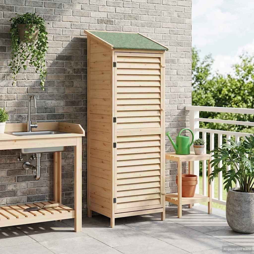 Vrtna Šupa s krovom Prirodna 59 x 56 x 176 cm Čvrsto drvo jele