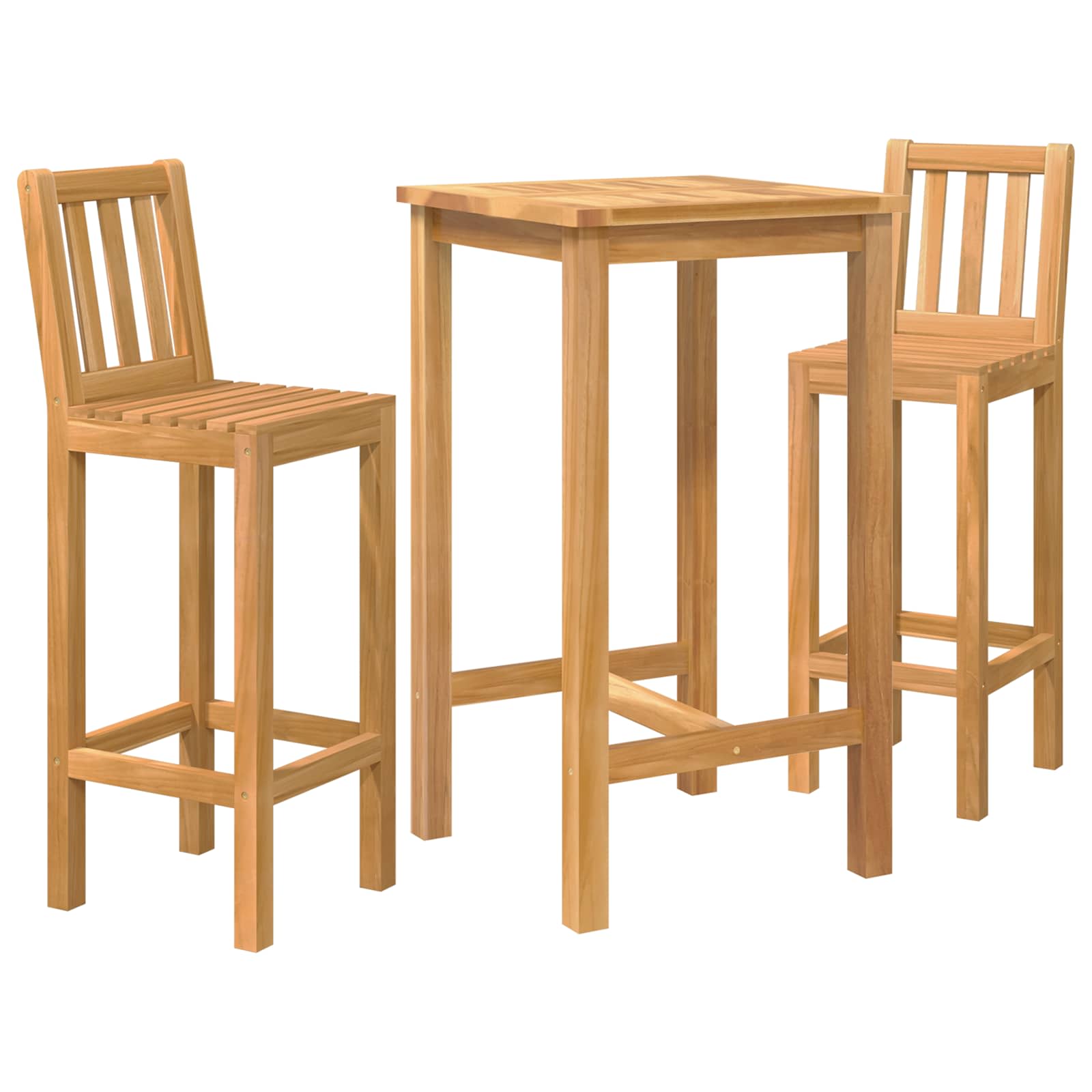 Vanjski bar set 3 pcs Neprerađeno Čvrsto teak drvo
