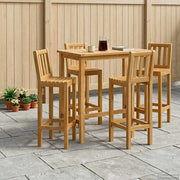 Vanjski bar set 5 pcs Neprerađeno Čvrsto teak drvo