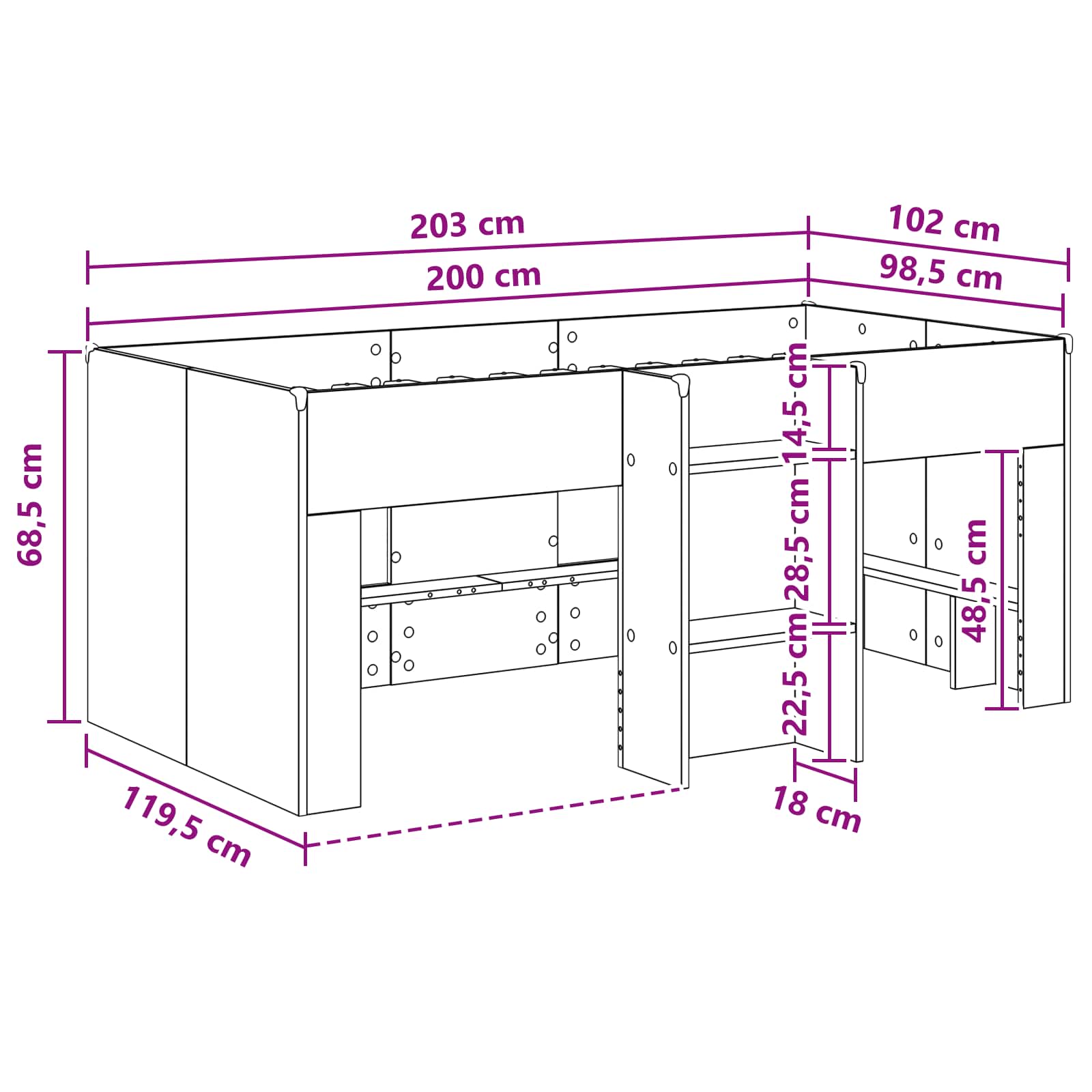 Kreveta za visoko spavanje djece 2 pcs Bijela 98.5 x 200 cm